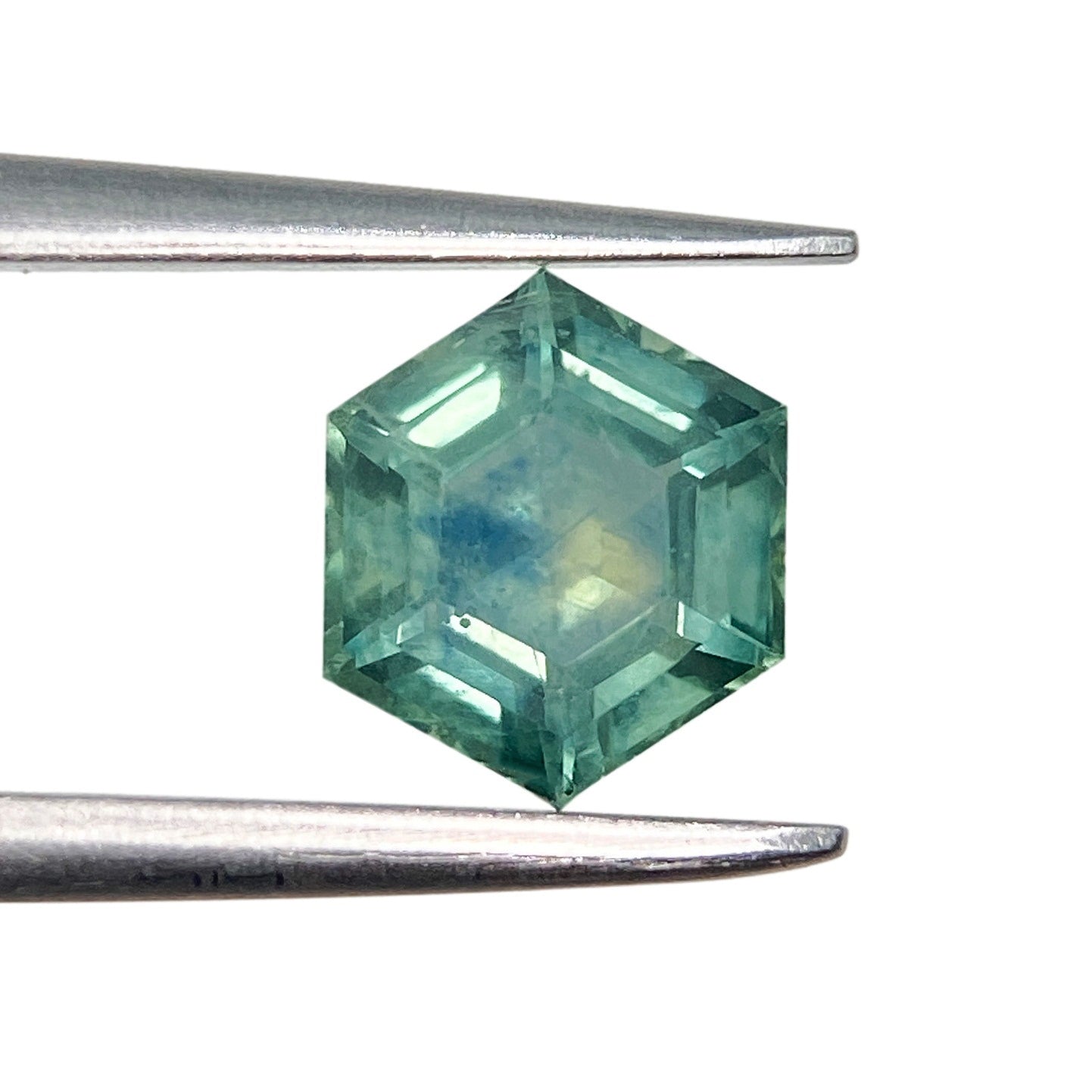 1.23ct | Step Cut Hexagon Shape Blue Green Montana Sapphire-Modern Rustic Diamond