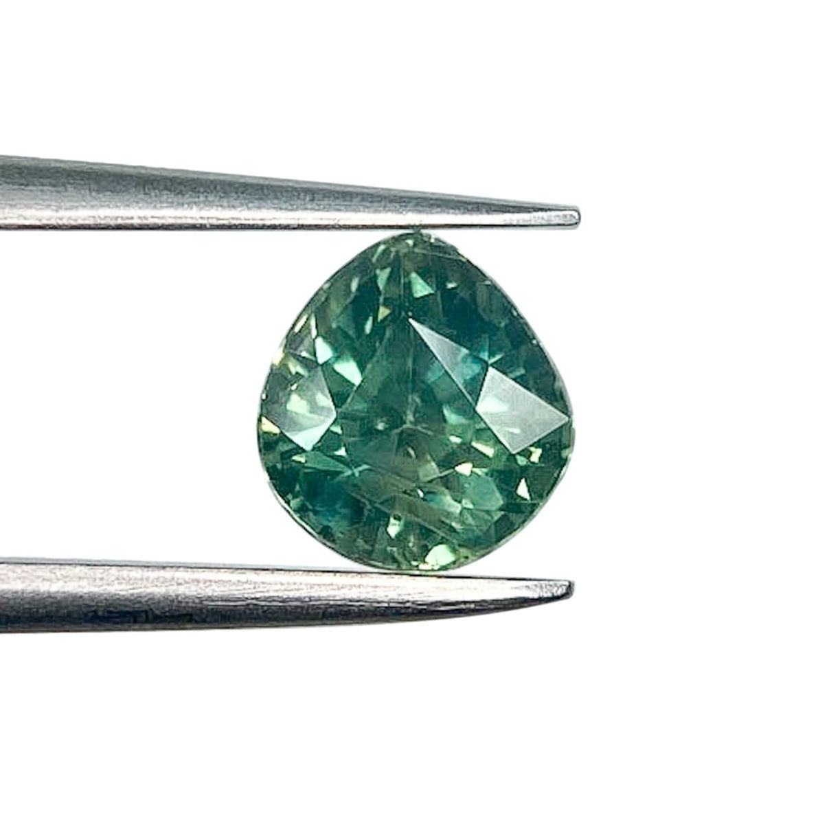 1.24ct | Brilliant Cut Pear Shape Green Montana Sapphire-Modern Rustic Diamond