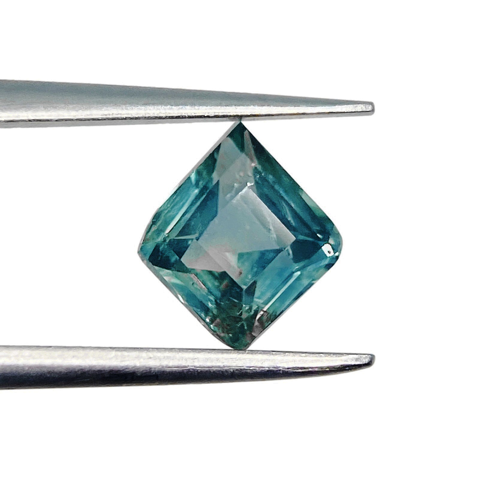 1.24ct | Step Cut Kite Shape Blue Green Montana Sapphire-Modern Rustic Diamond
