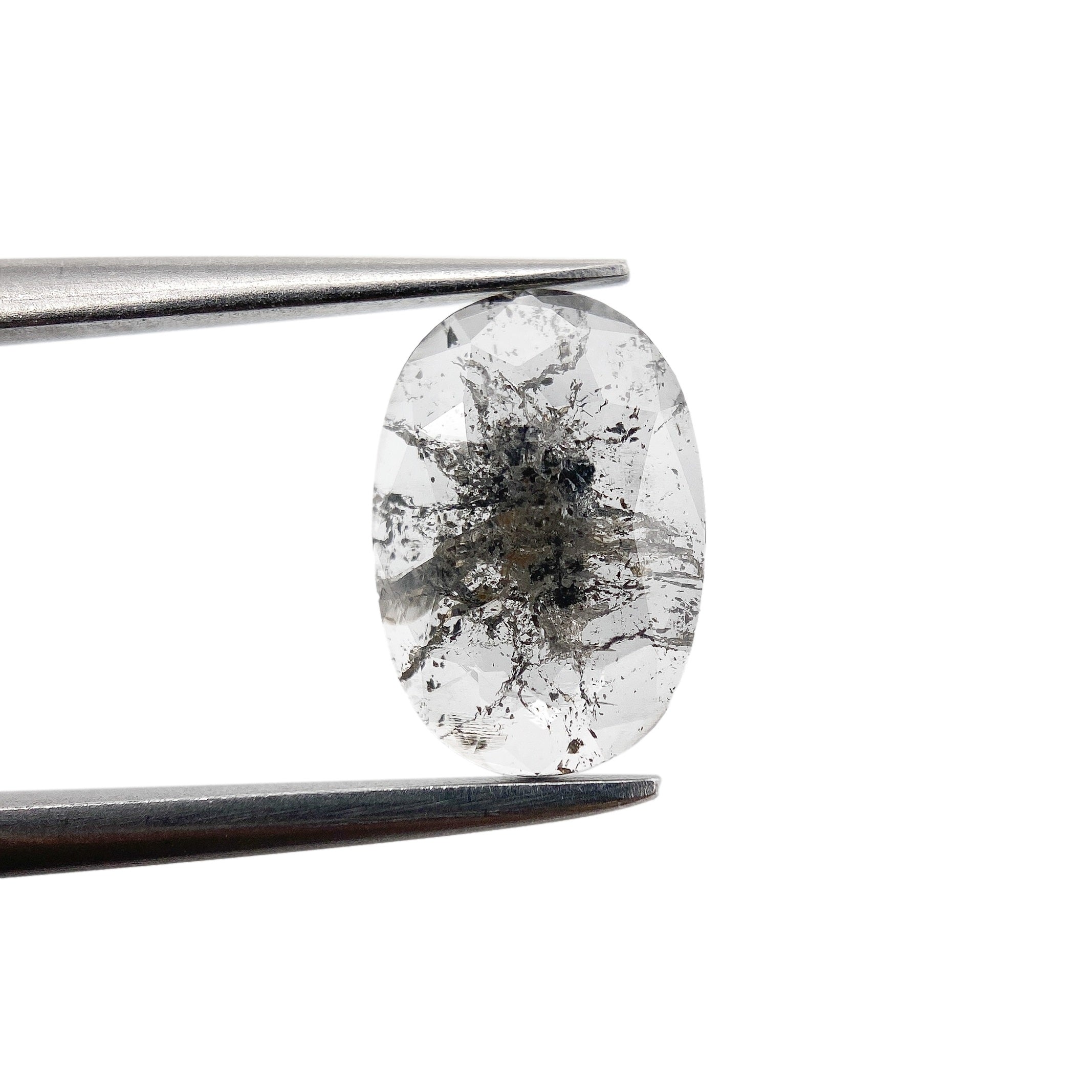 1.25ct | Salt & Pepper Rose Cut Oval Shape Diamond-Modern Rustic Diamond