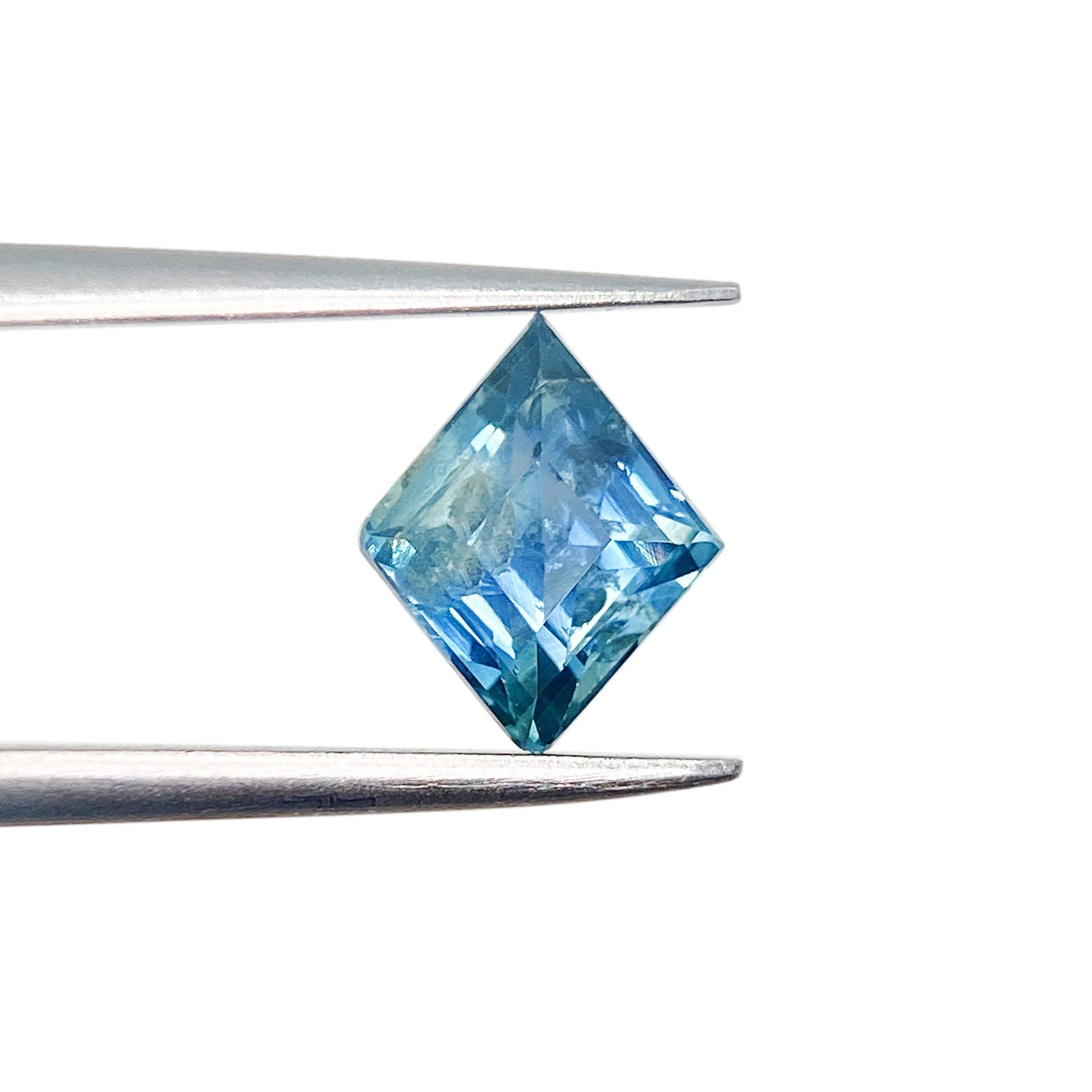 1.31ct | Step Cut Lozenge Shape Blue Green Montana Sapphire-Modern Rustic Diamond