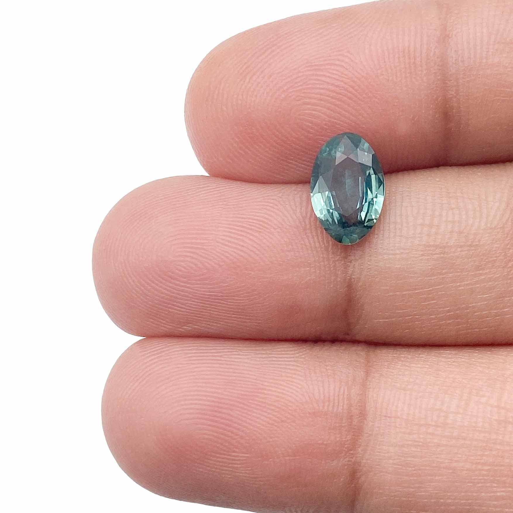 1.34ct | Brilliant Cut Moval Shape Blue Green Montana Sapphire-Modern Rustic Diamond