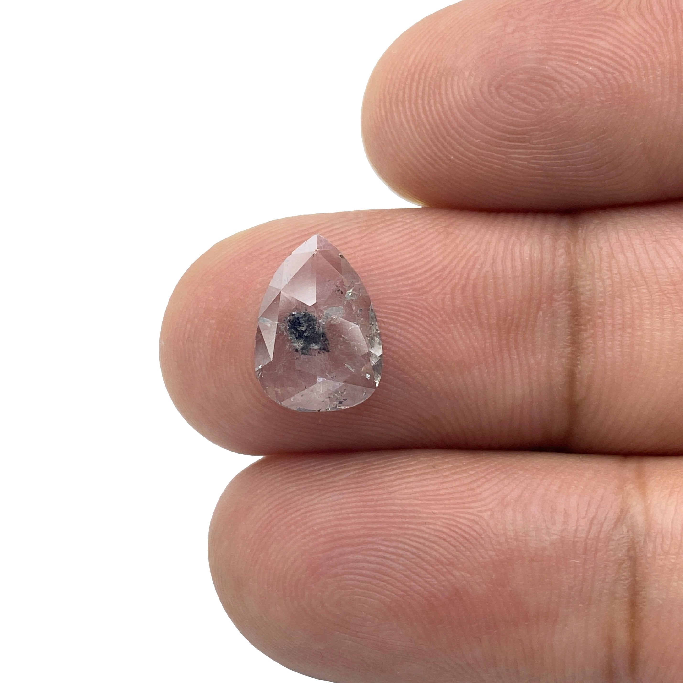 1.34ct | Salt & Pepper Rose Cut Pear Shape Diamond-Modern Rustic Diamond