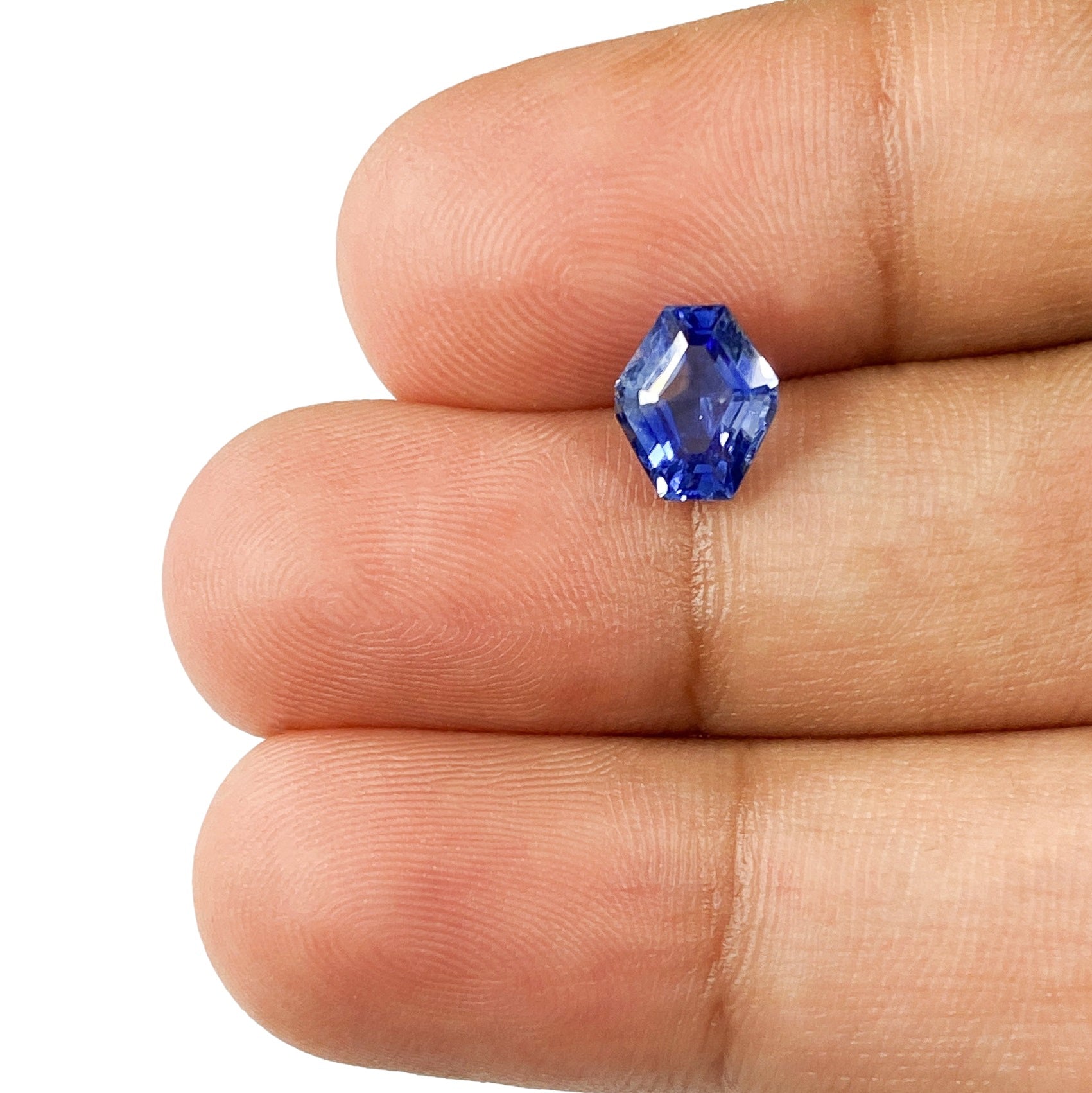 1.34ct | Step Cut Hexagon Shape Blue Sapphire-Modern Rustic Diamond