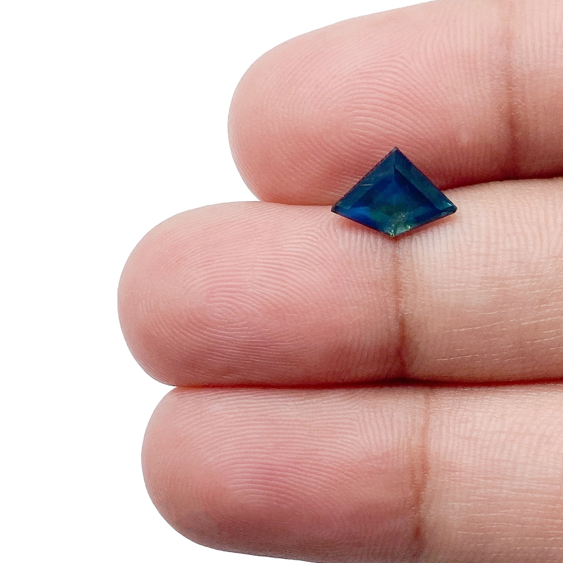 1.34ct | Step Cut Kite Shape Blue Montana Sapphire-Modern Rustic Diamond