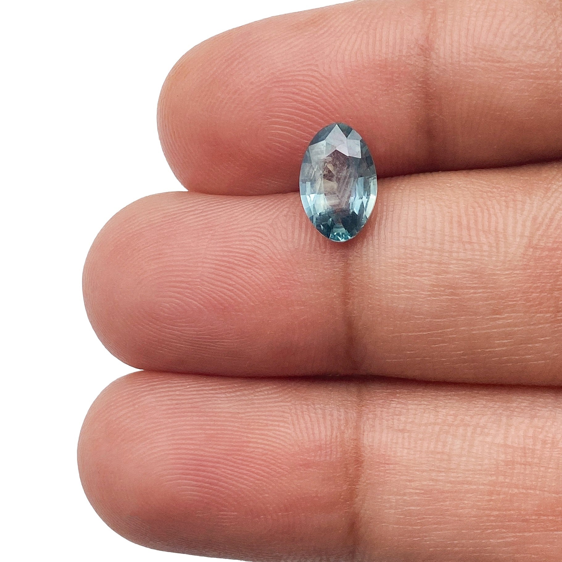 1.36ct | Brilliant Cut Moval Shape Blue Green Montana Sapphire-Modern Rustic Diamond