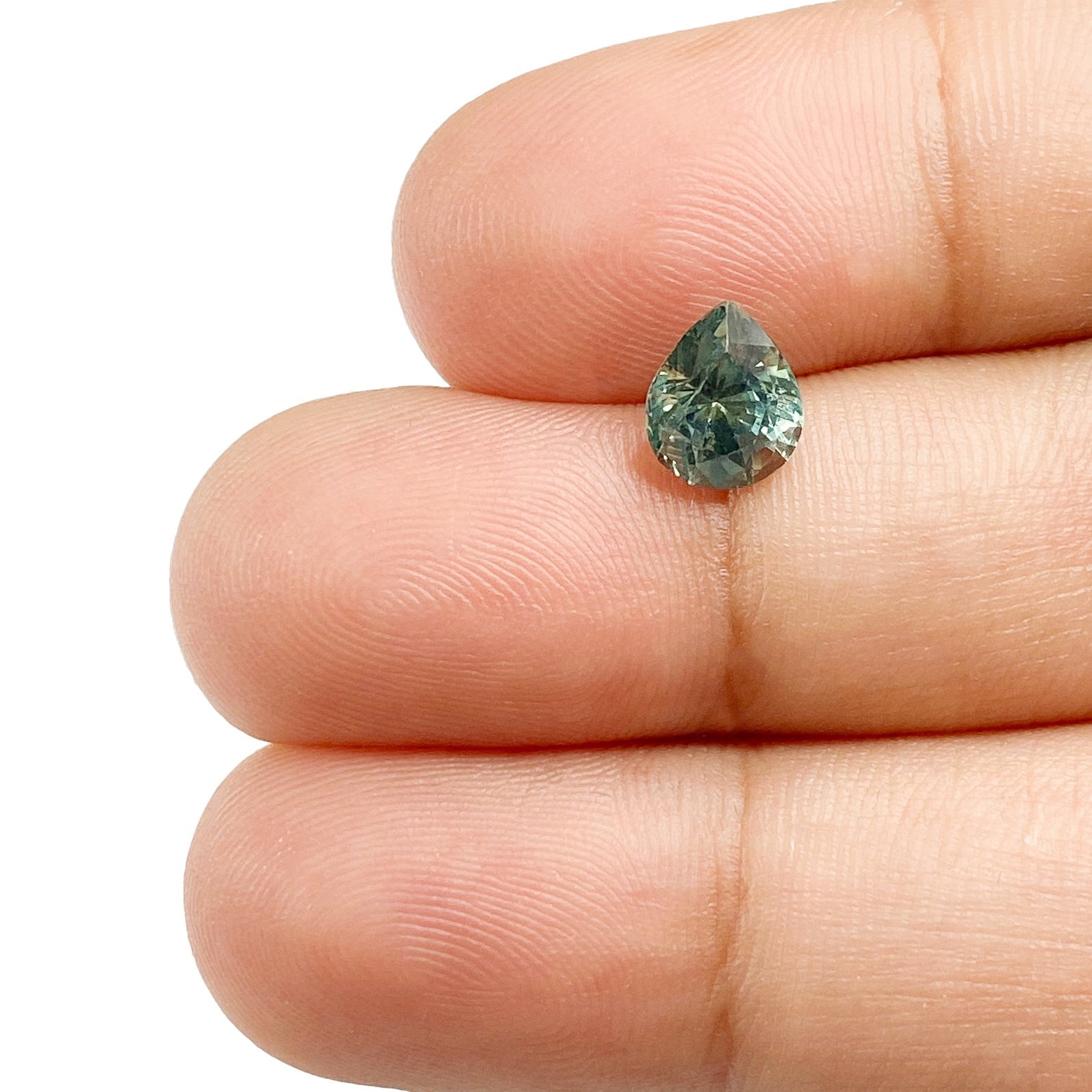 1.36ct | Brilliant Cut Pear Shape Blue Green Montana Sapphire-Modern Rustic Diamond