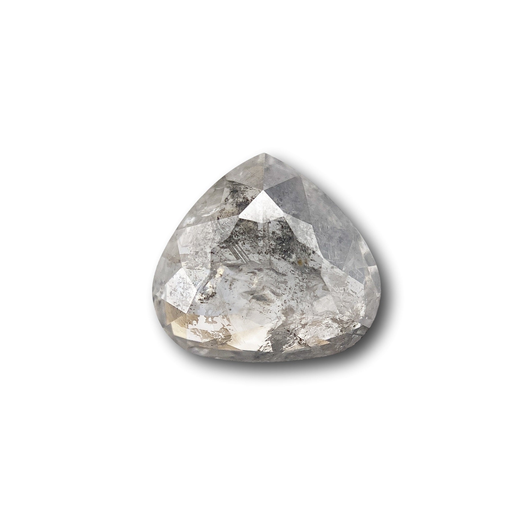 1.39ct | Salt & Pepper Rose Cut Pear Shape Diamond-Modern Rustic Diamond