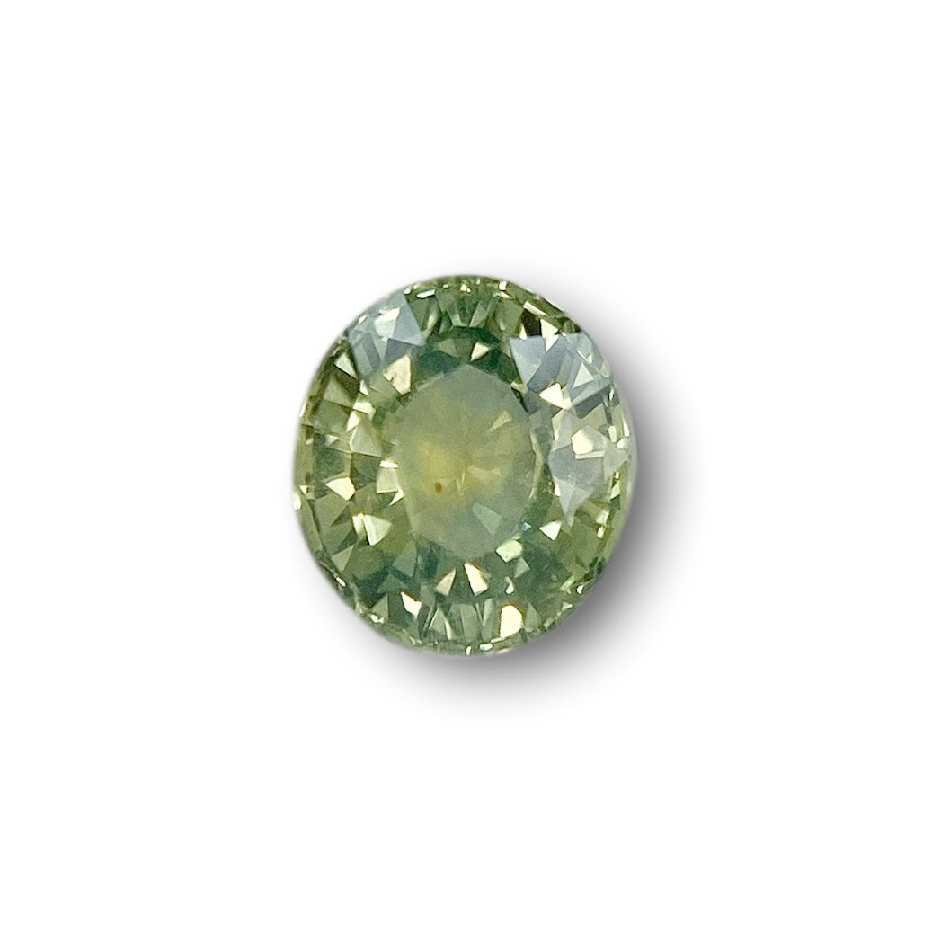 1.41ct | Brilliant Cut Oval Shape Green Montana Sapphire-Modern Rustic Diamond