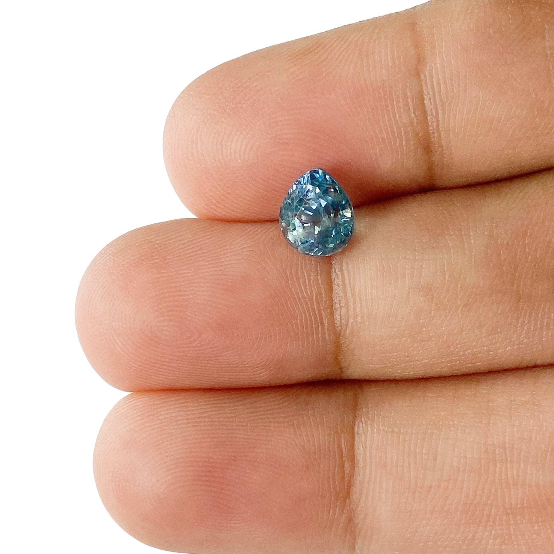 1.41ct | Brilliant Cut Pear Shape Blue Montana Sapphire-Modern Rustic Diamond