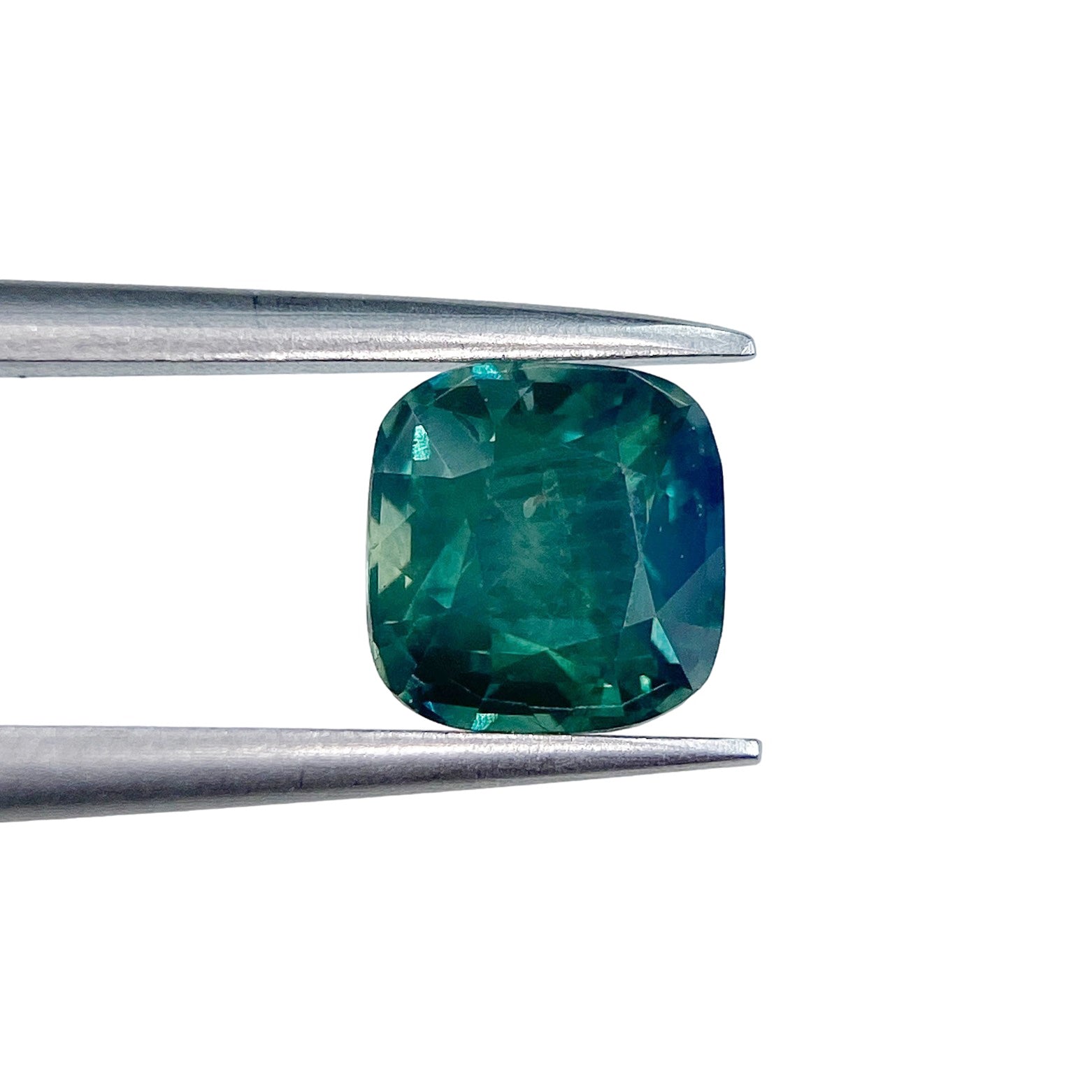 1.46ct | Brilliant Cut Cushion Shape Green Montana Sapphire-Modern Rustic Diamond