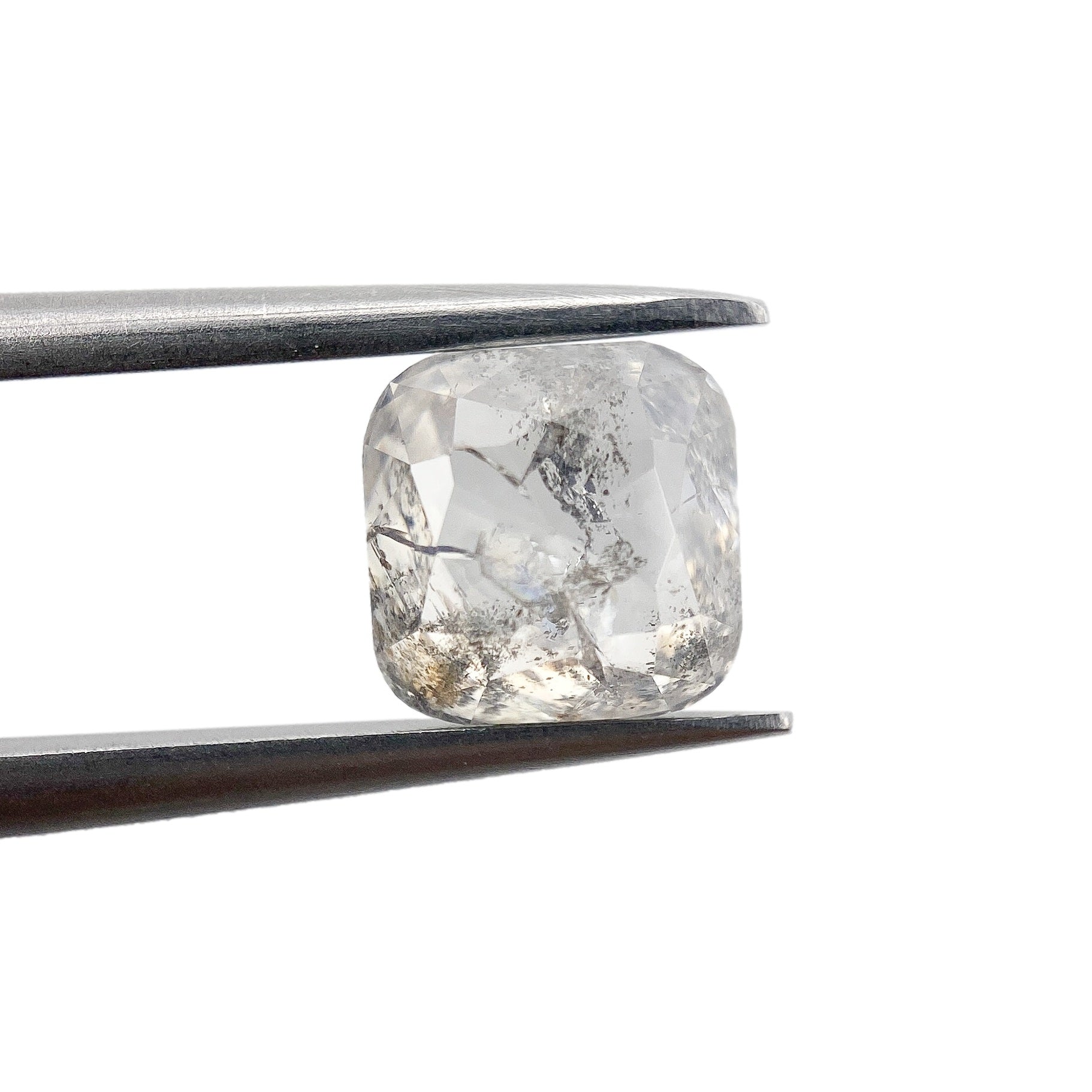 1.47ct | Salt & Pepper Rose Cut Cushion Shape Diamond-Modern Rustic Diamond