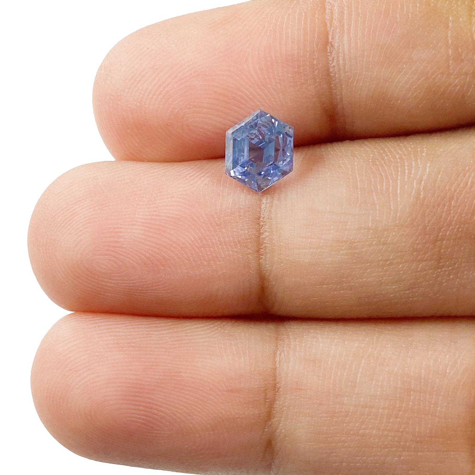 1.47ct | Step Cut Hexagon Shape Light Blue Sapphire-Modern Rustic Diamond