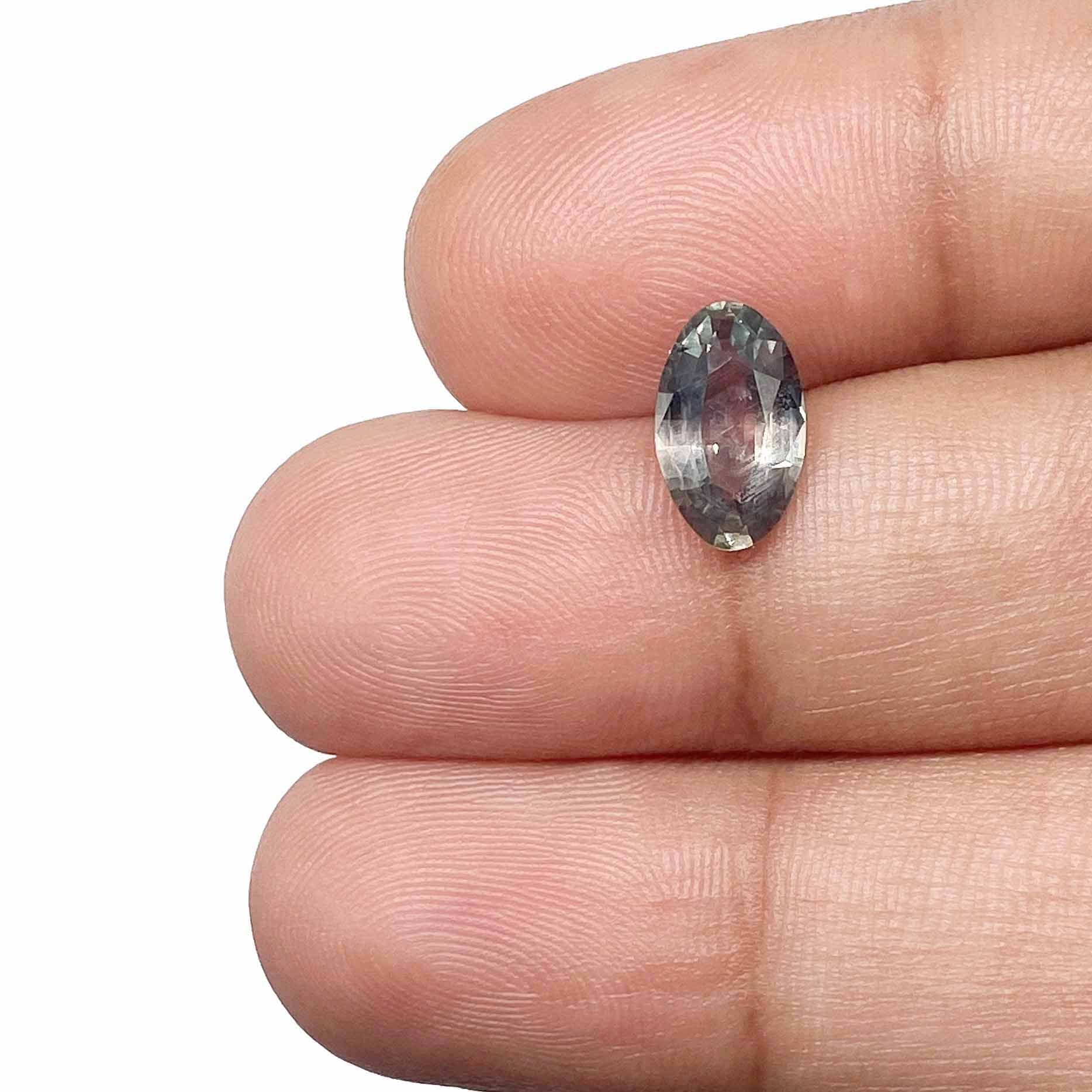 1.51ct | Brilliant Cut Moval Shape Green Montana Sapphire-Modern Rustic Diamond