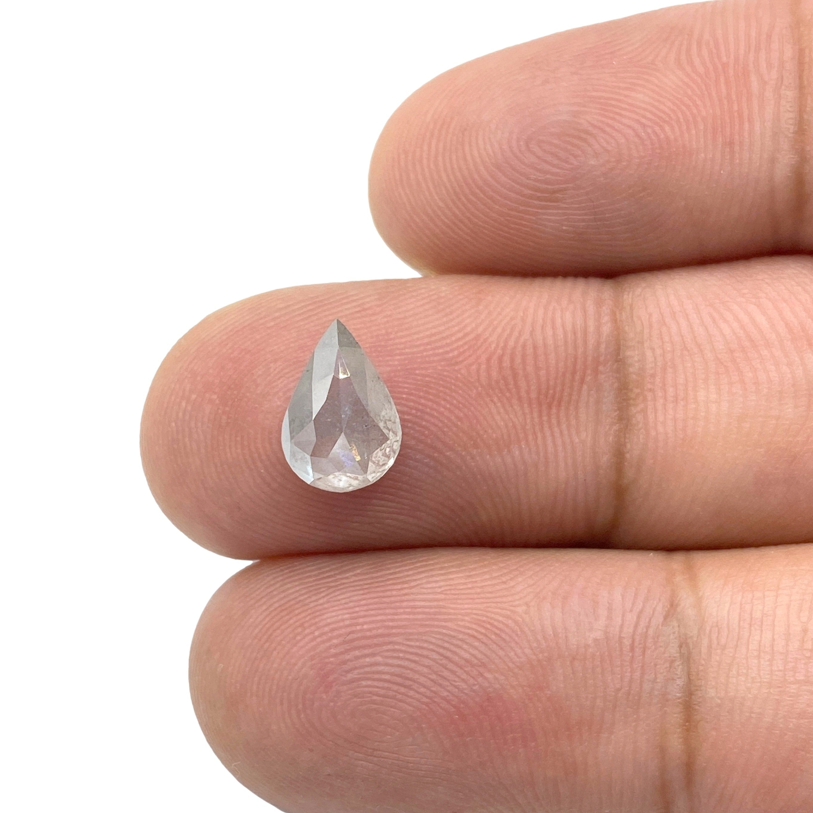 1.62ct | Salt & Pepper Opaque Rose Cut Pear Shape Diamond-Modern Rustic Diamond