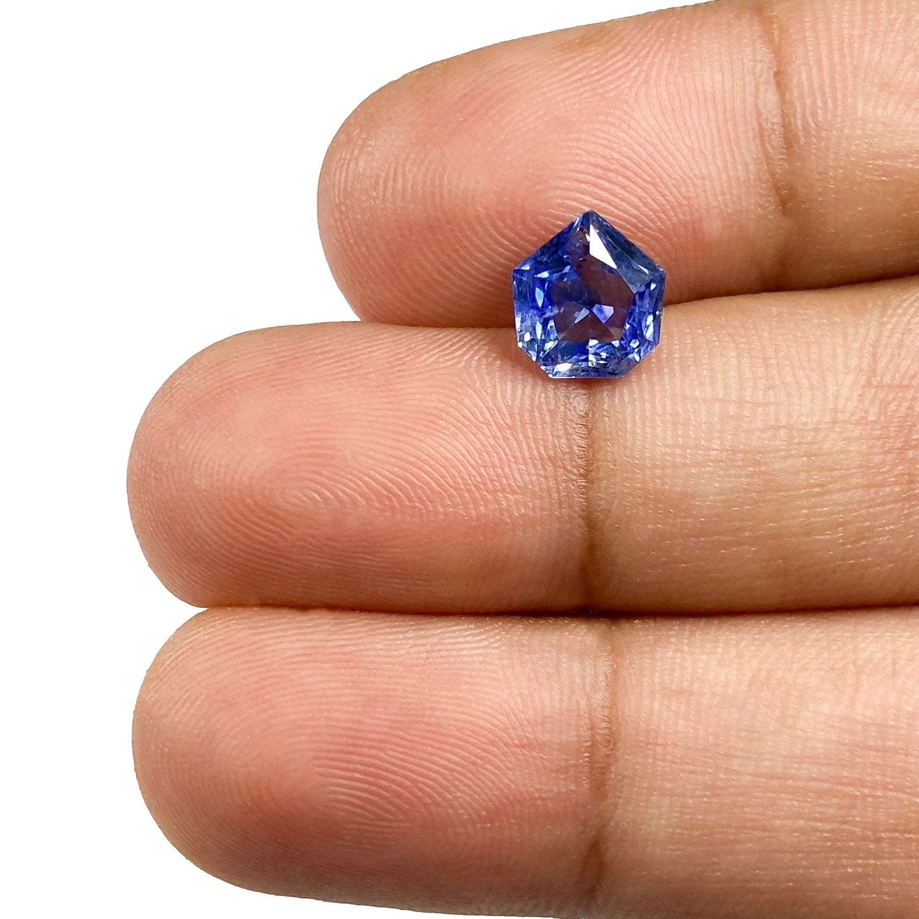 1.64ct | Step Cut Shield Shape Blue Sapphire-Modern Rustic Diamond
