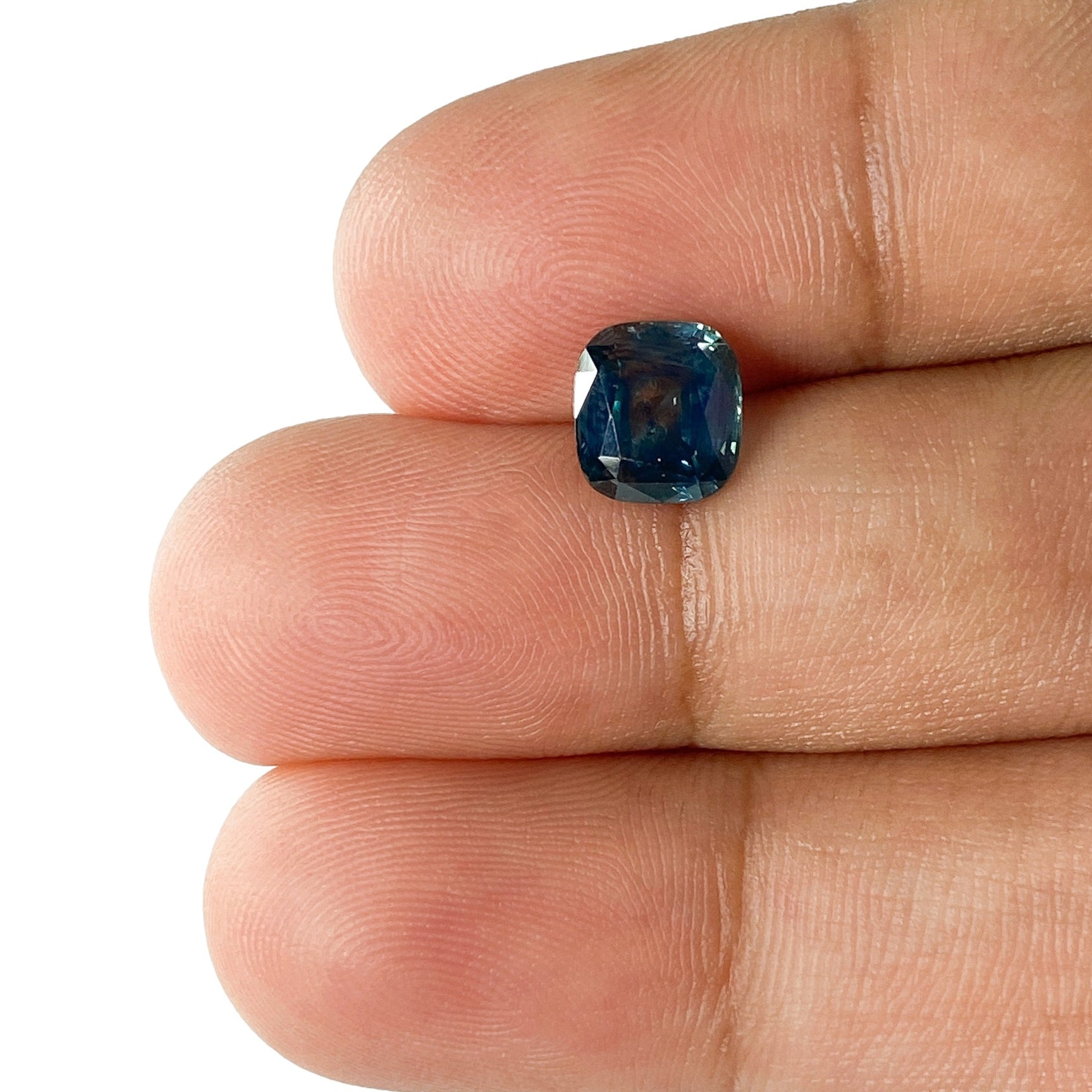 1.66ct | Brilliant Cut Cushion Shape Blue Montana Sapphire-Modern Rustic Diamond
