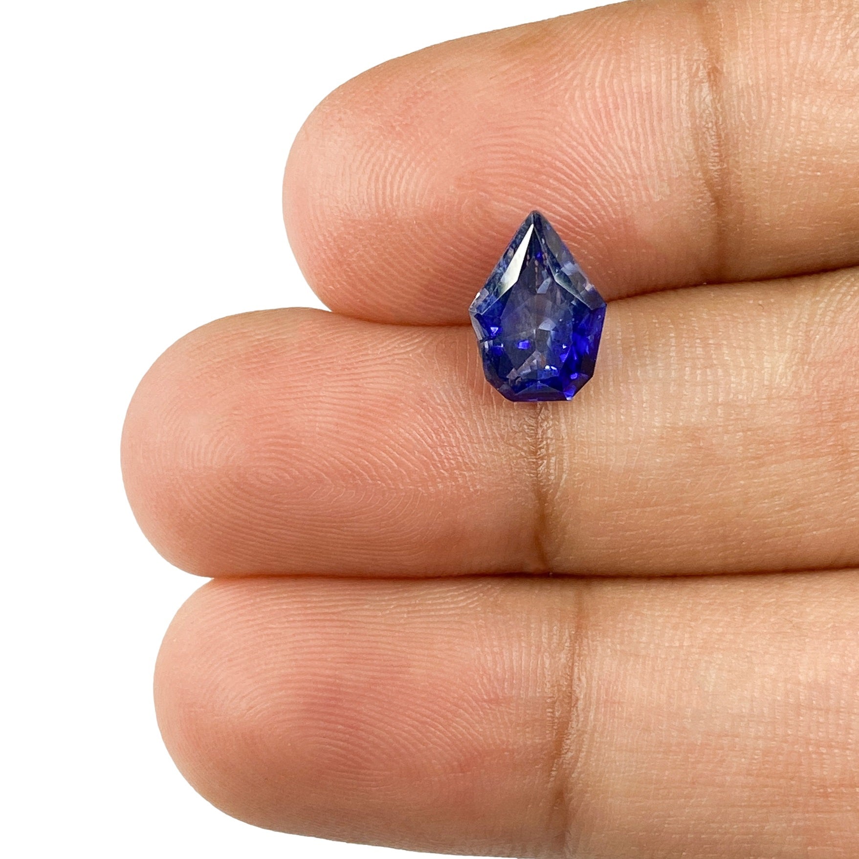 1.67ct | Step Cut Shield Shape Blue Sapphire-Modern Rustic Diamond