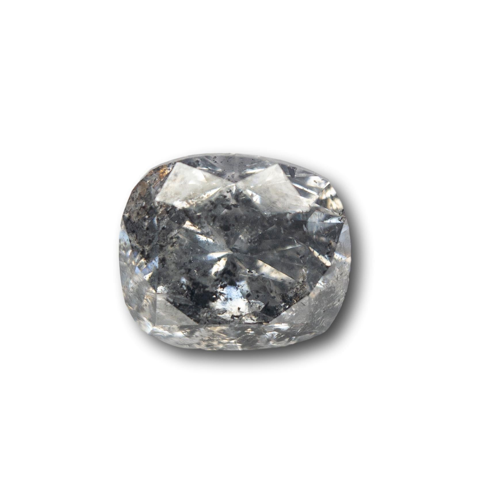1.75ct | Salt & Pepper Brilliant Cushion Cut Diamond-Modern Rustic Diamond