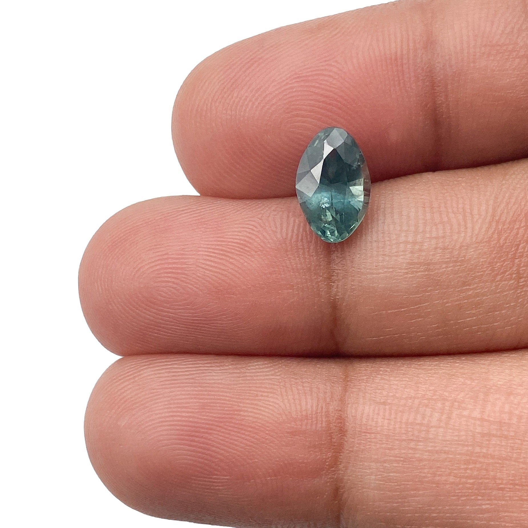 1.76ct | Brilliant Cut Moval Shape Blue Green Montana Sapphire-Modern Rustic Diamond