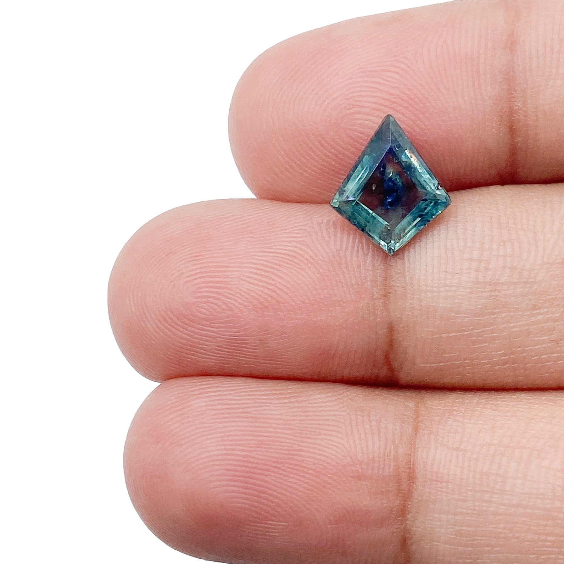 1.78ct | Step Cut Kite Shape Blue Green Montana Sapphire-Modern Rustic Diamond