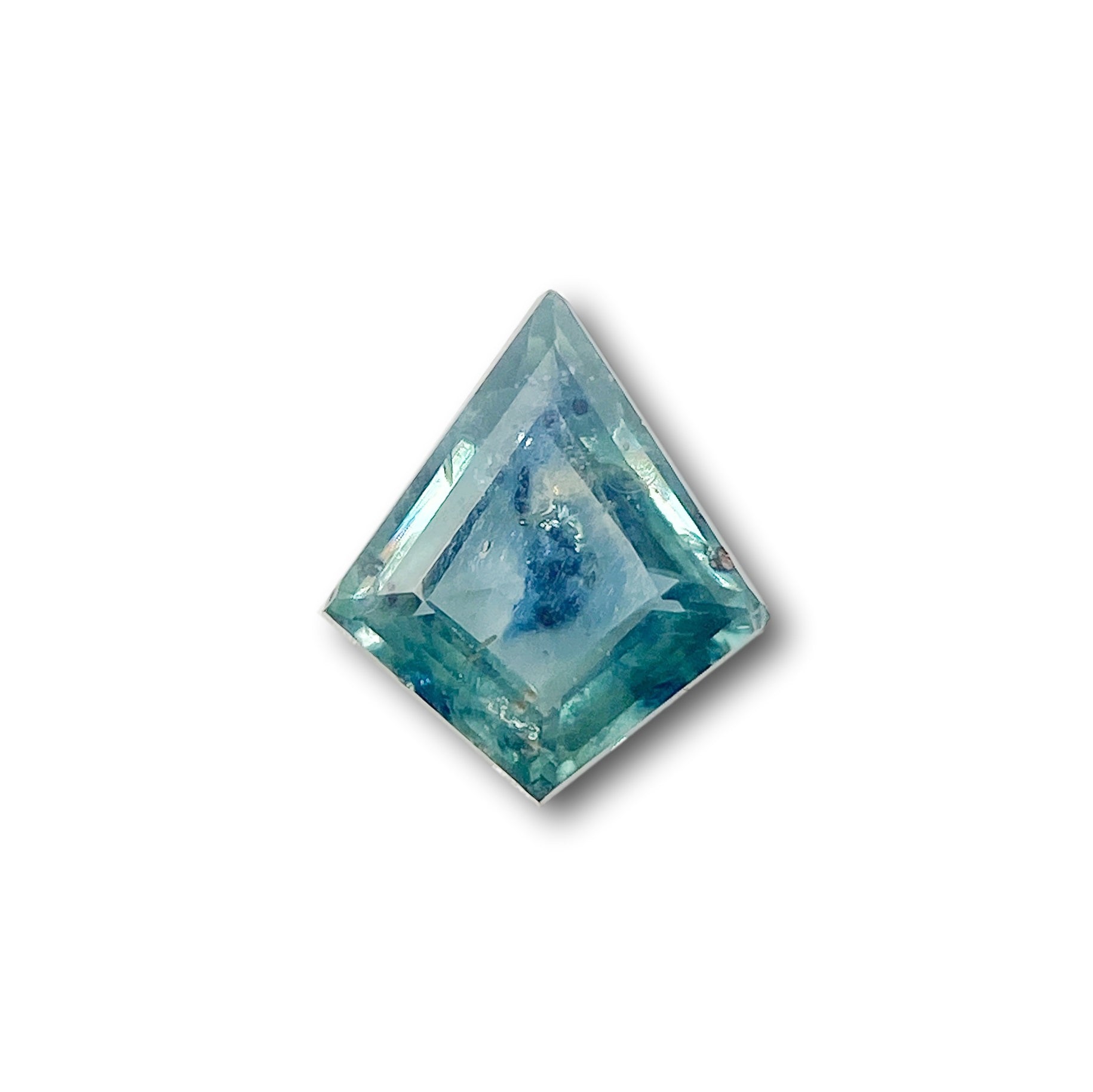 1.78ct | Step Cut Kite Shape Blue Green Montana Sapphire-Modern Rustic Diamond