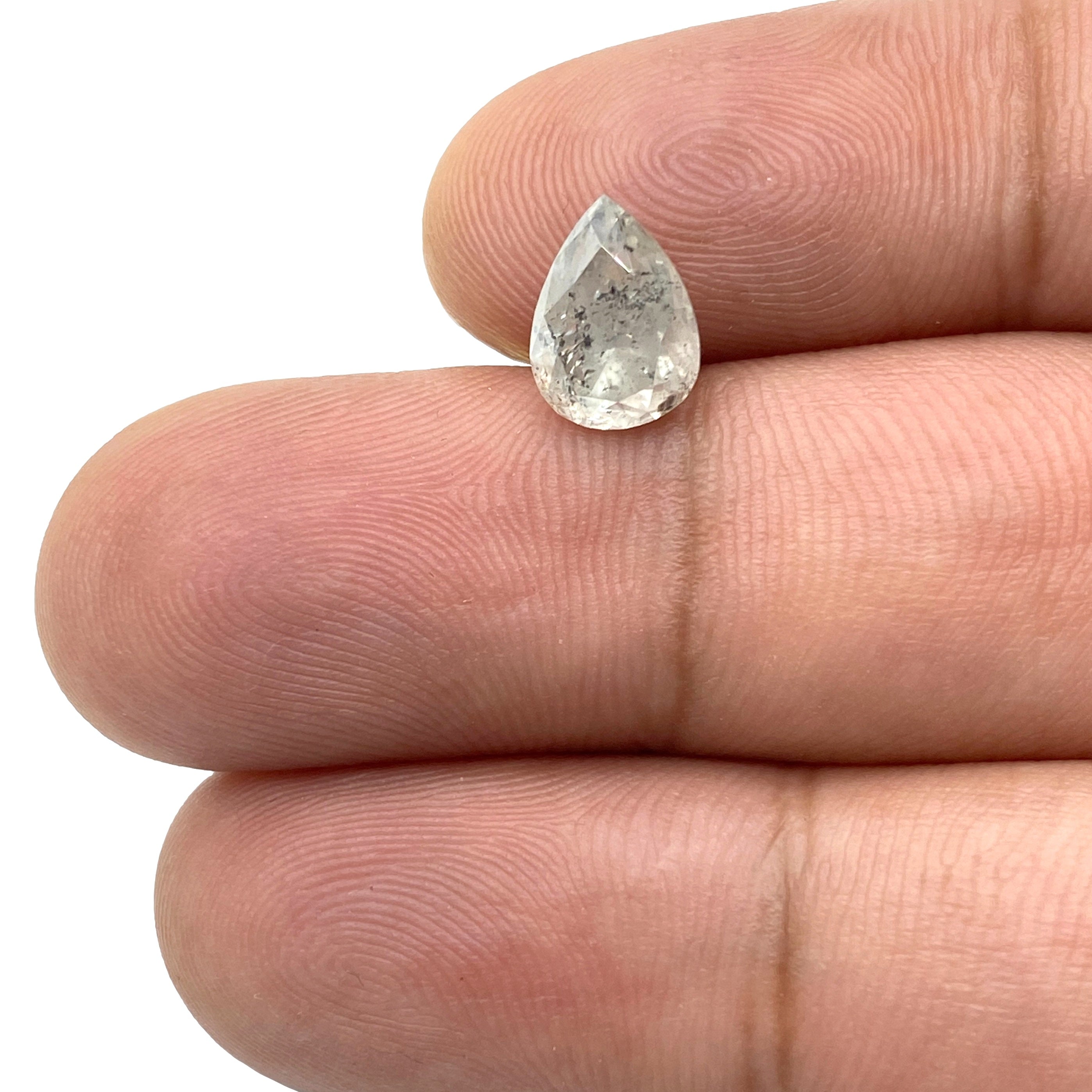 1.79ct | Salt & Pepper Opaque Pear Shape Brilliant Cut Diamond-Modern Rustic Diamond