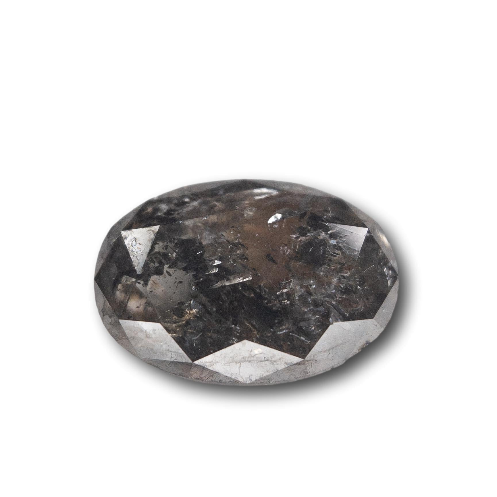 1.79ct | Salt & Pepper Oval Rose Cut Double Sided Diamond-Modern Rustic Diamond