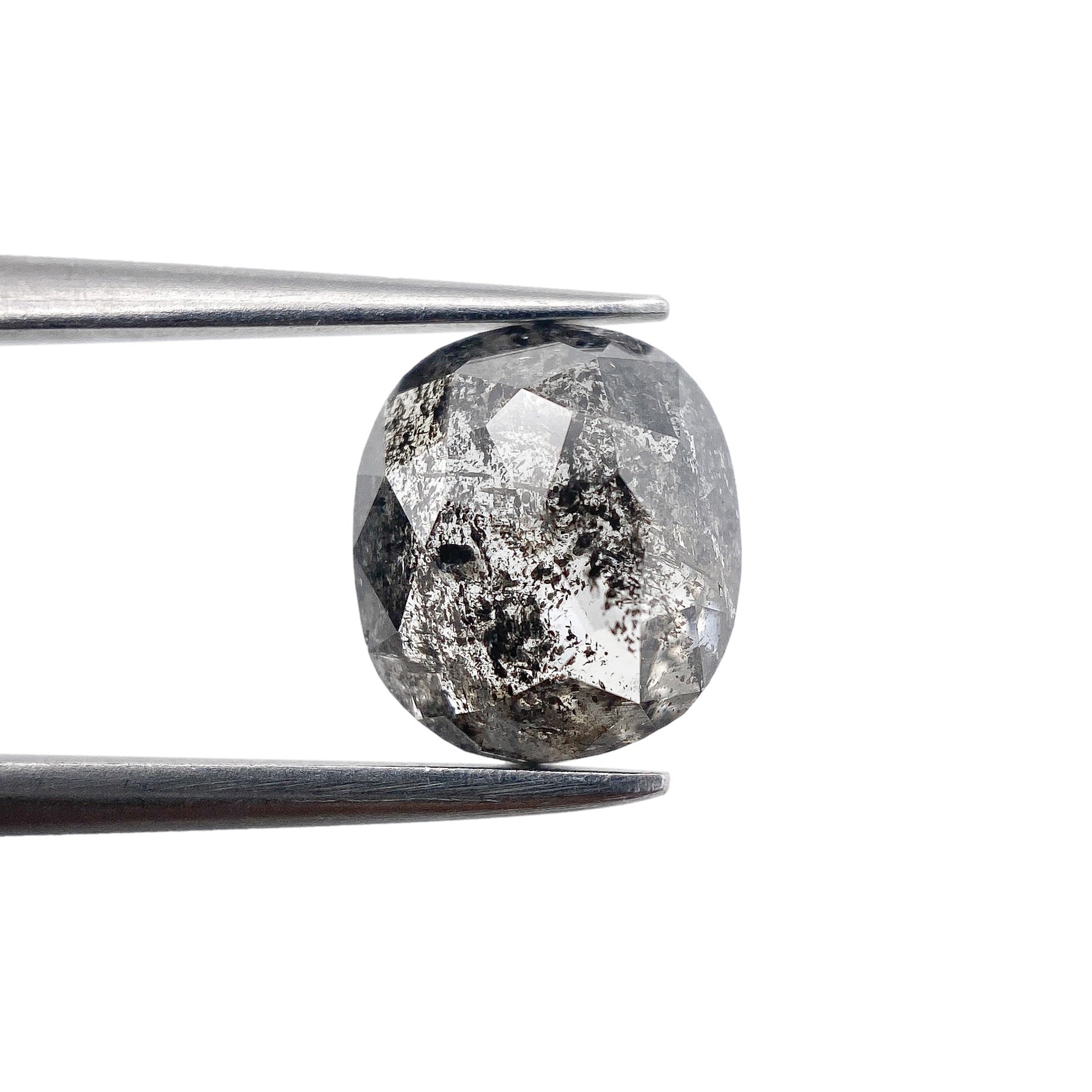 1.83ct | Salt & Pepper Rose Cut Cushion Shape Diamond-Modern Rustic Diamond
