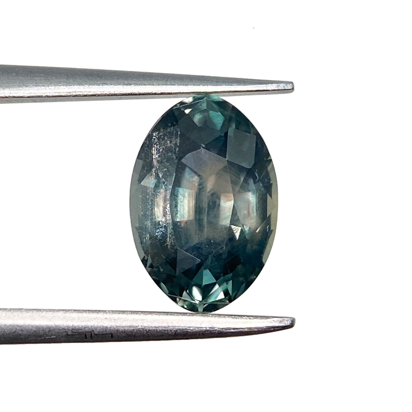 1.86ct | Brilliant Cut Moval Shape Green Montana Sapphire-Modern Rustic Diamond