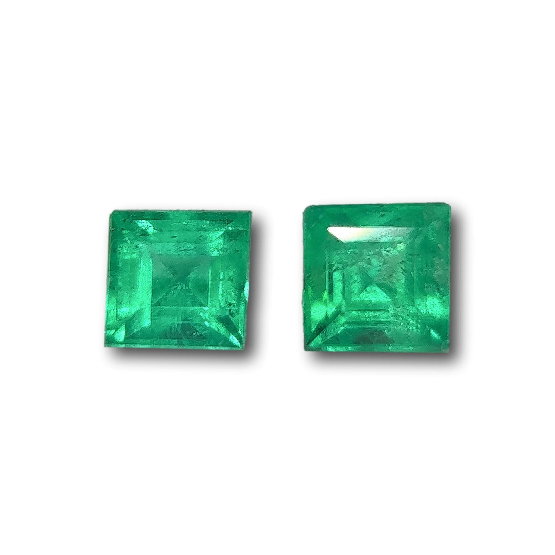 1.09cttw | Step Cut Square Shape Muzo Origin Emerald Pair