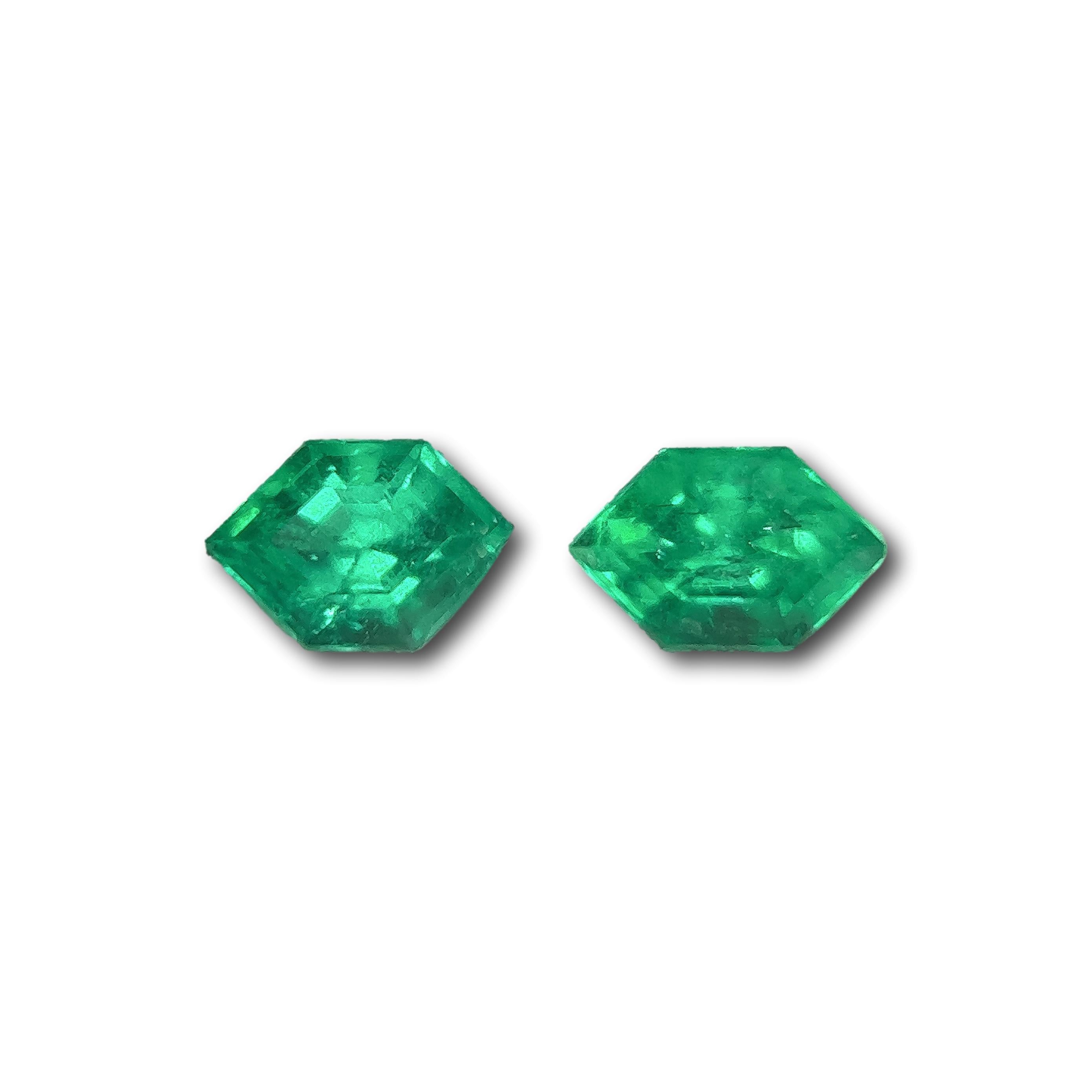 1.20cttw | Step Cut Hexagon Shape Muzo Origin Emerald Pair