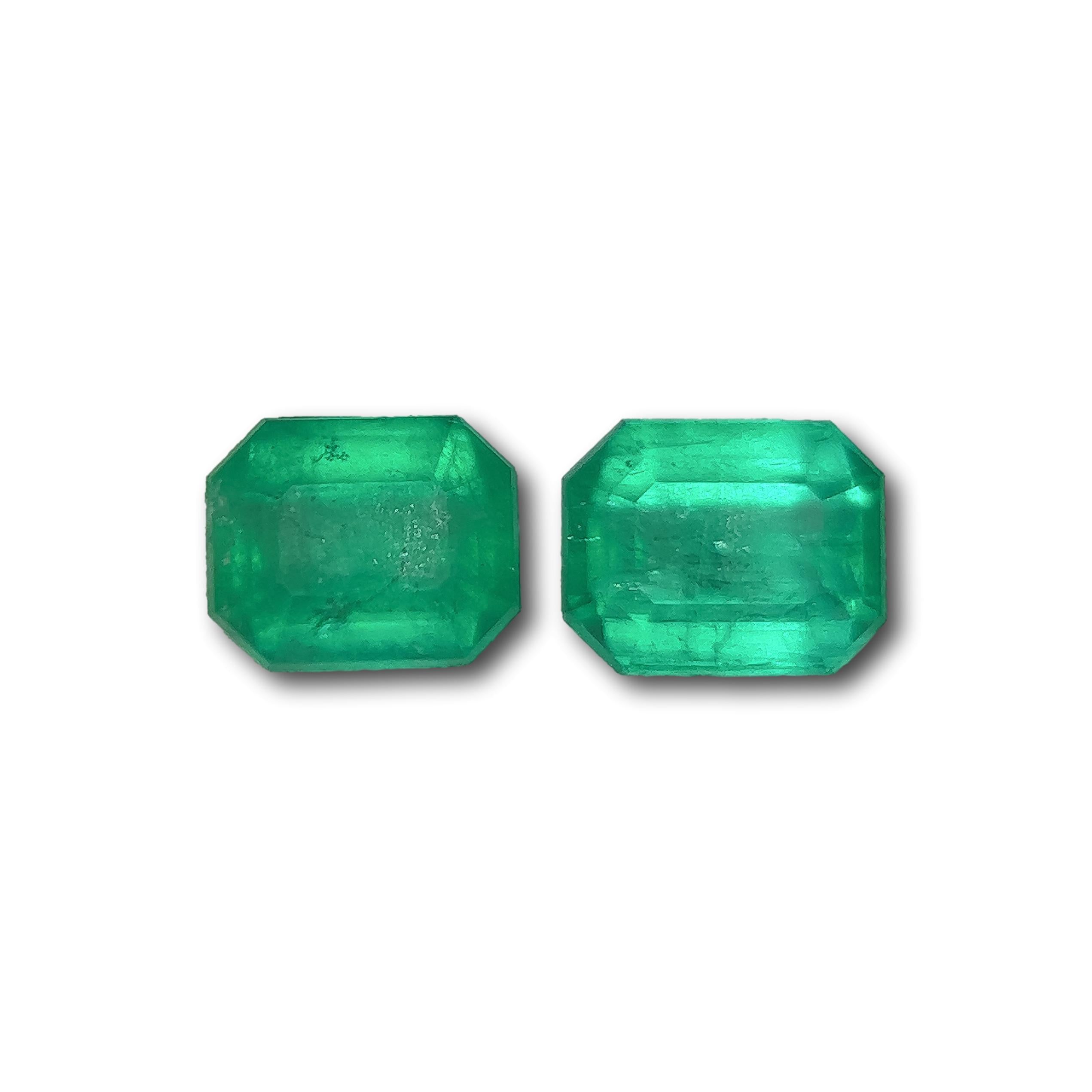 1.88cttw | Step Cut Emerald Shape Muzo Origin Emerald Pair