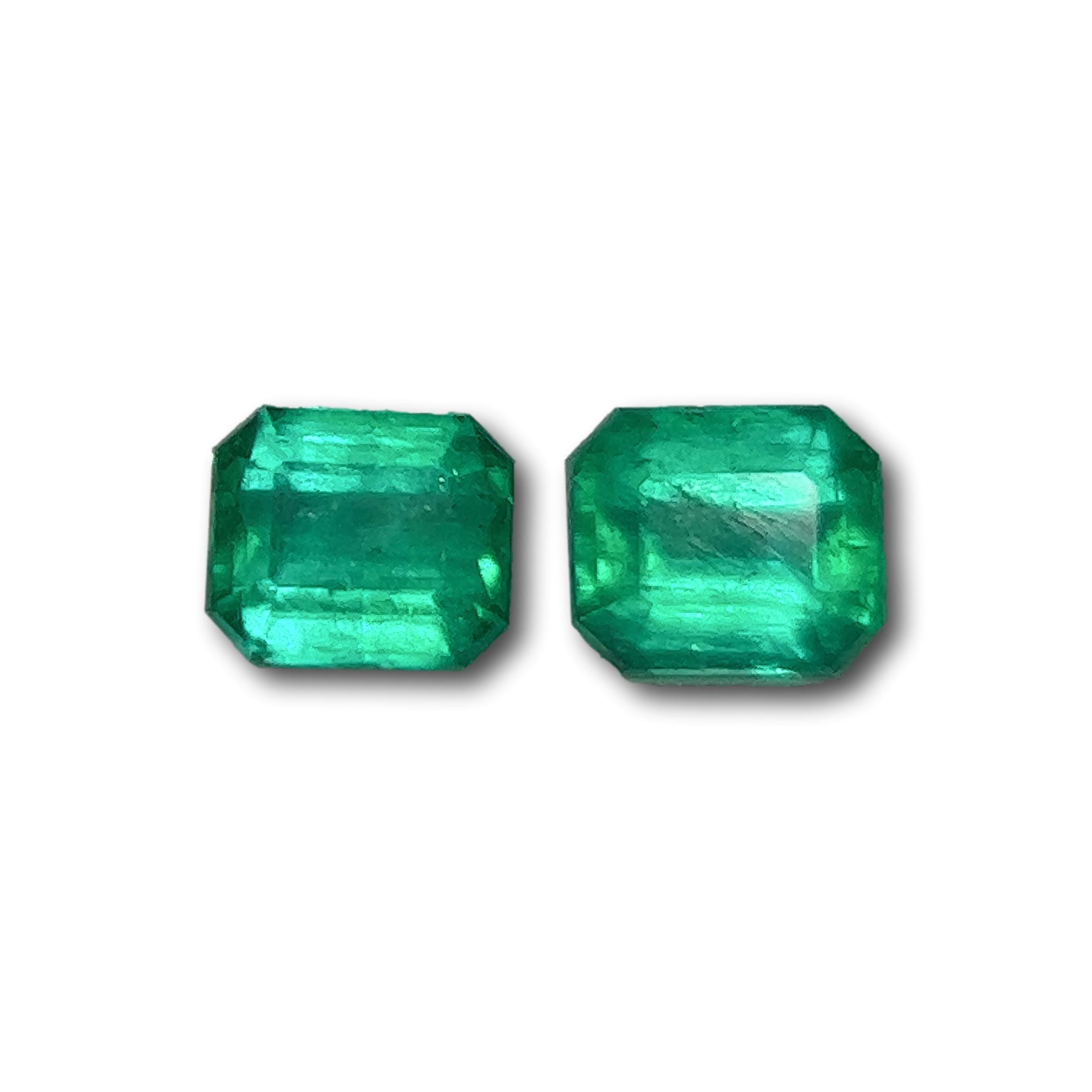 1.05cttw | Step Cut Emerald Shape Muzo Origin Emerald Pair