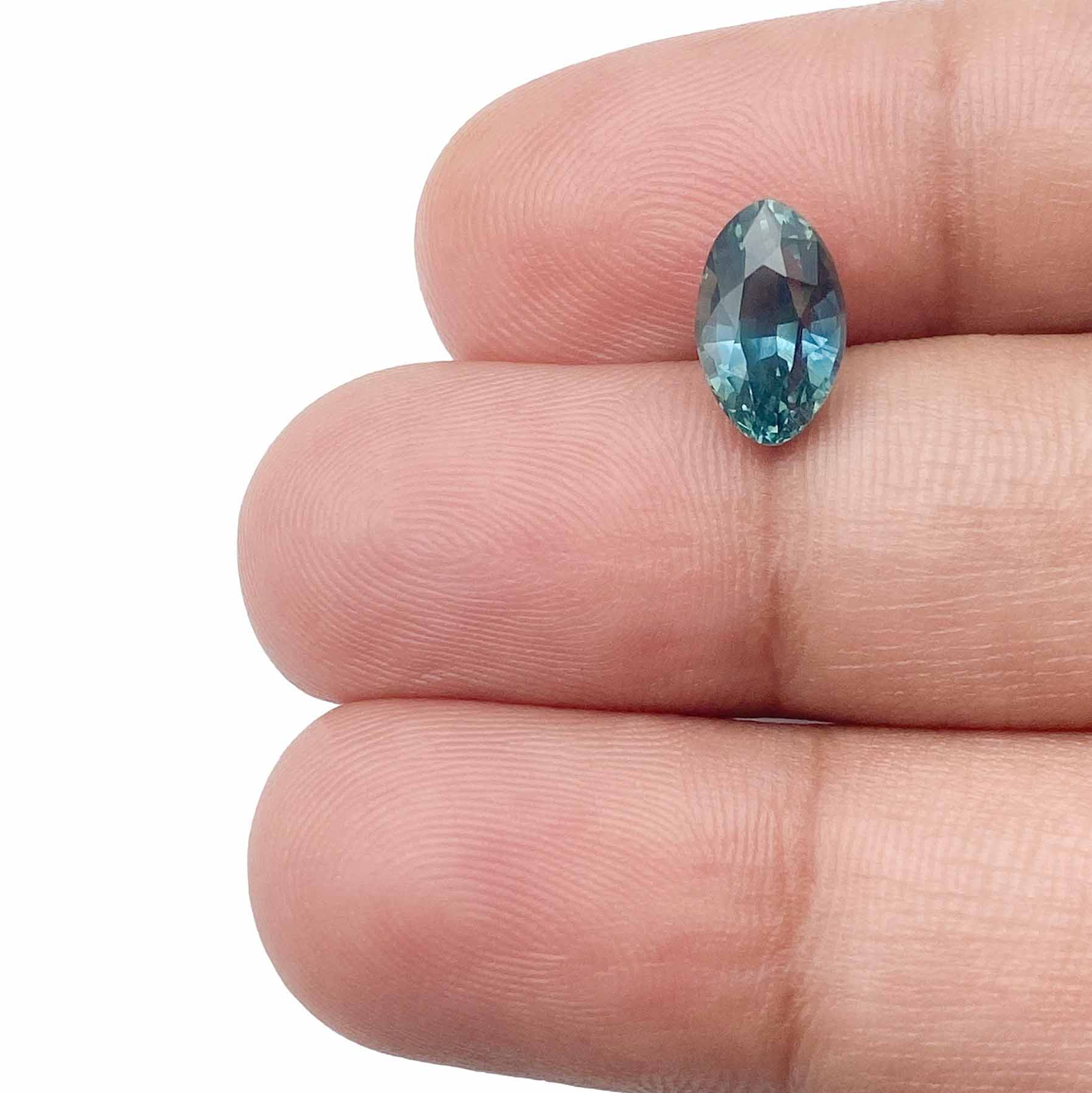 2.01ct | Brilliant Cut Moval Shape Blue Green Montana Sapphire-Modern Rustic Diamond