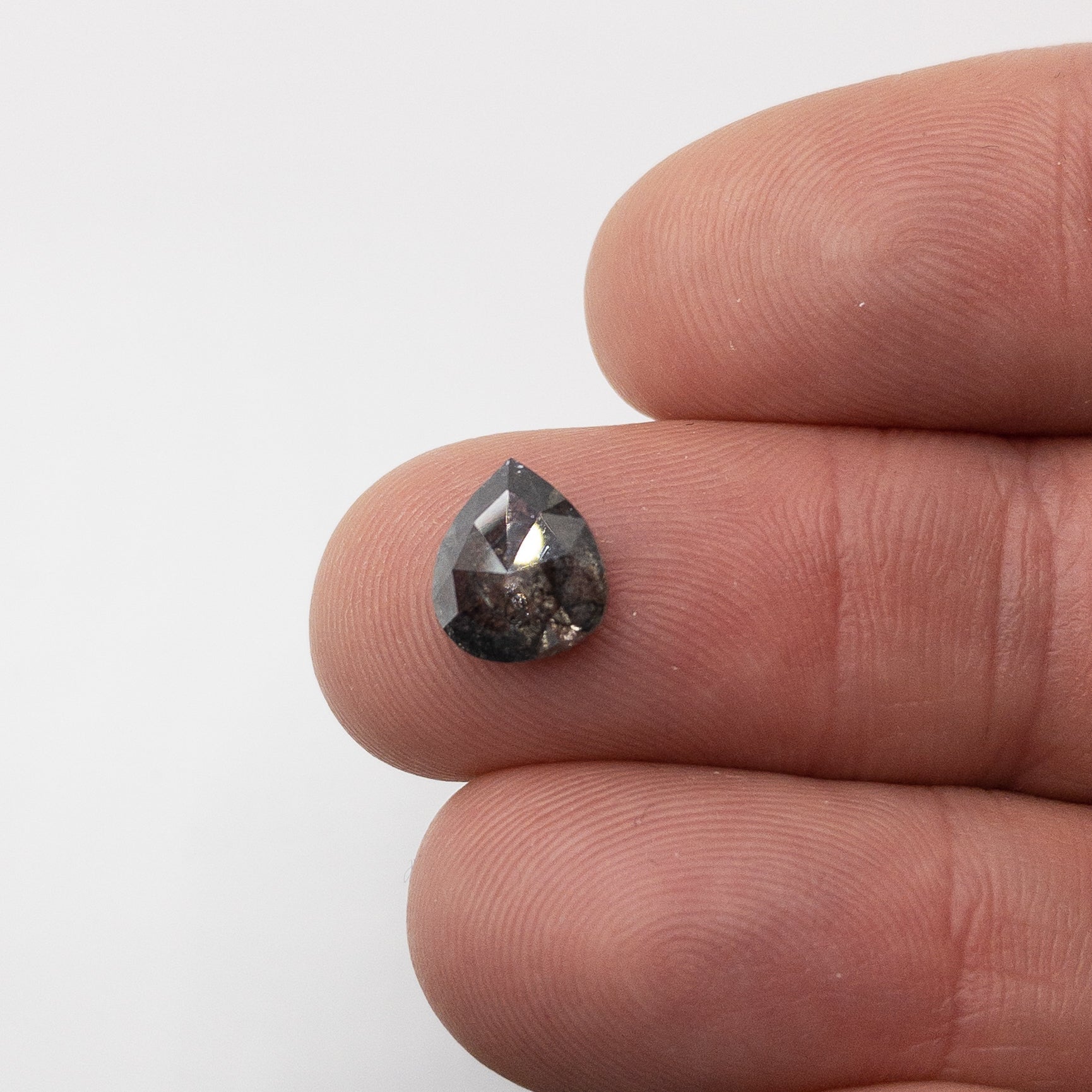 2.13ct | Salt & Pepper Pear Shape Rose Cut Double Sided Diamond-Modern Rustic Diamond