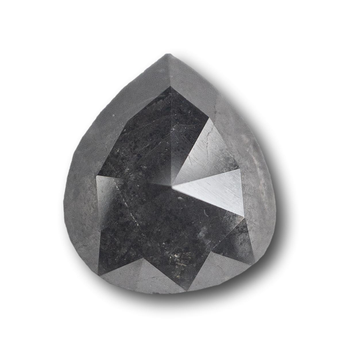 2.13ct | Salt & Pepper Pear Shape Rose Cut Double Sided Diamond-Modern Rustic Diamond