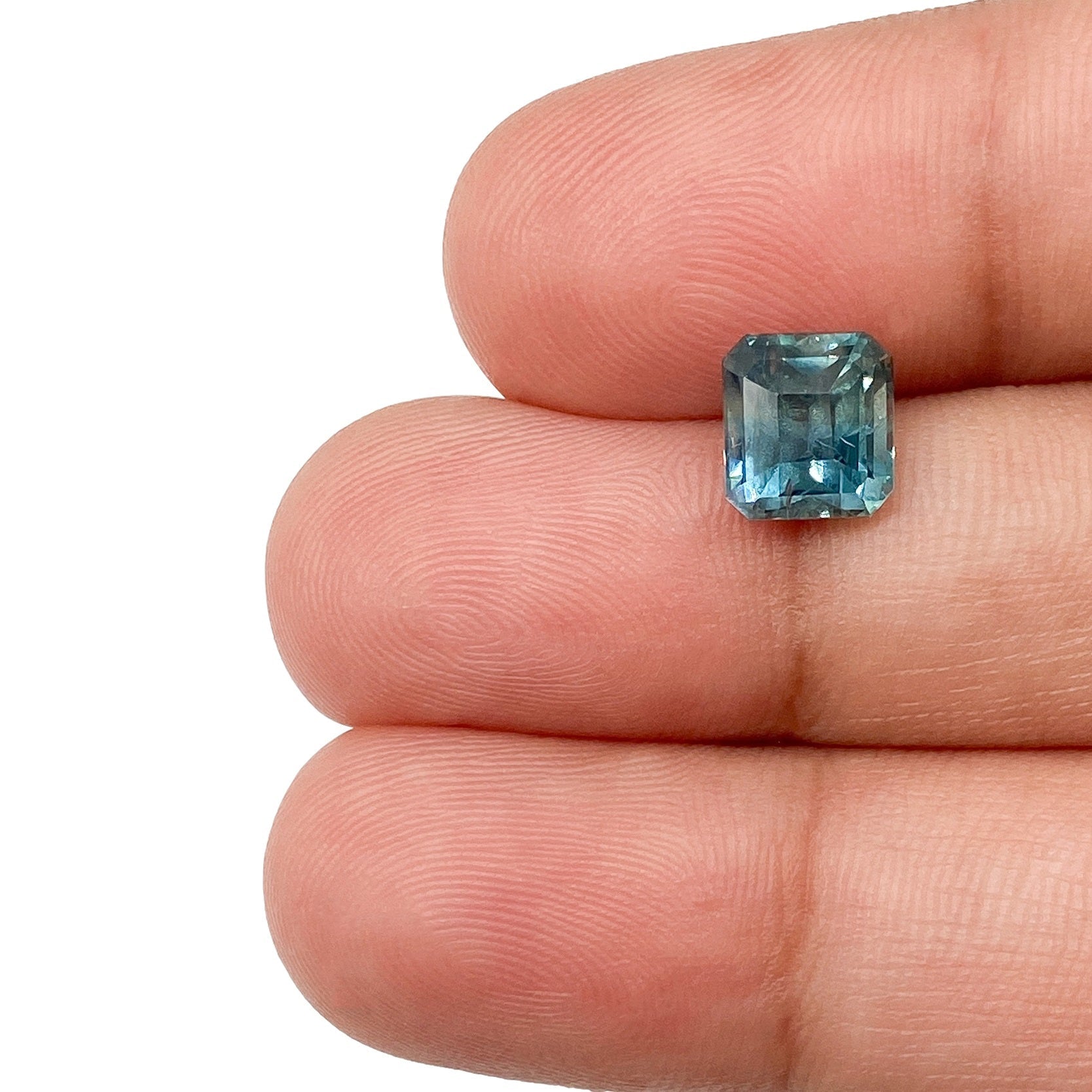 2.14ct | Emerald Cut Blue Green Montana Sapphire-Modern Rustic Diamond