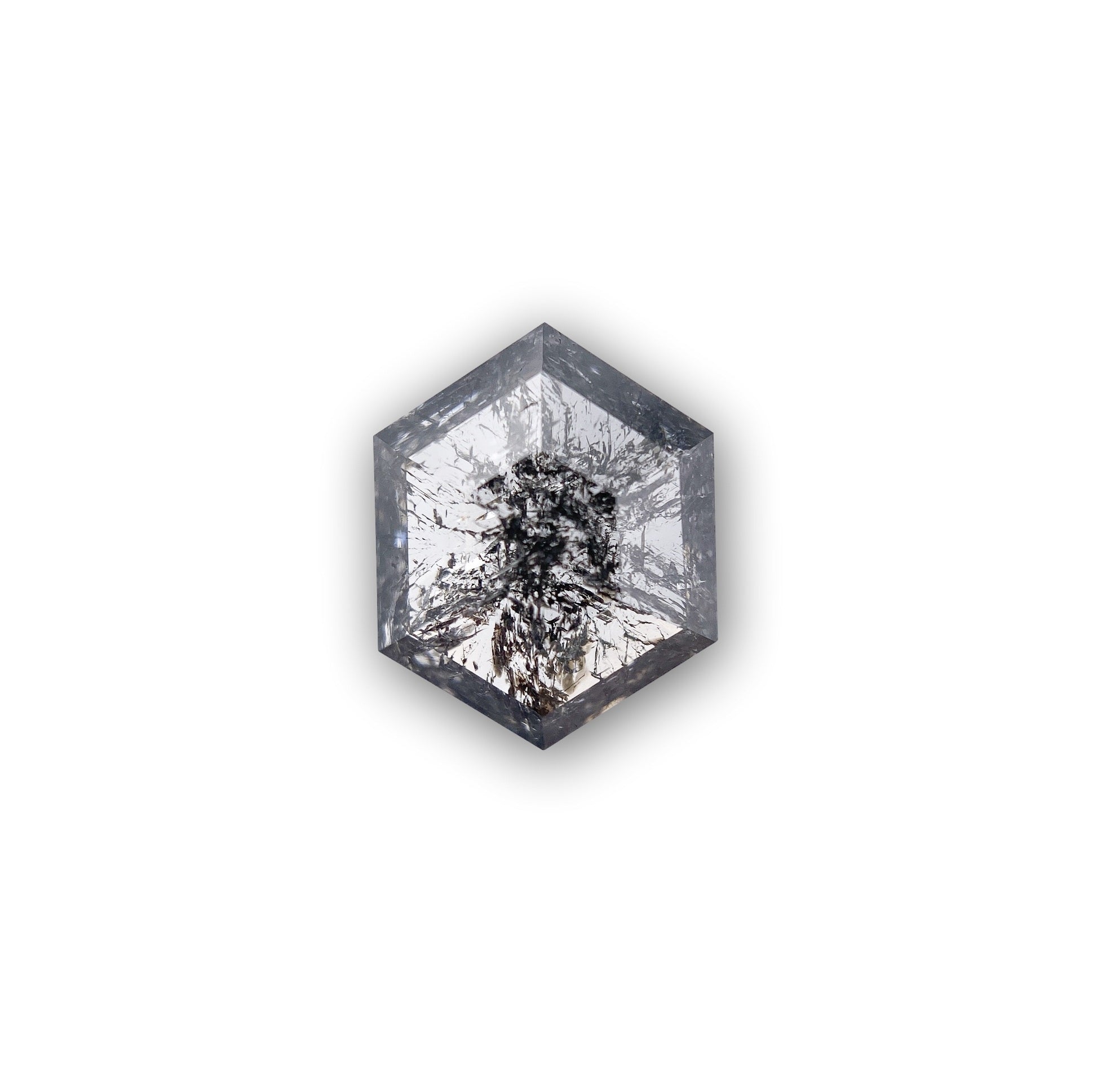 2.19ct | Salt & Pepper Rose Cut Hexagon Shape Diamond-Modern Rustic Diamond