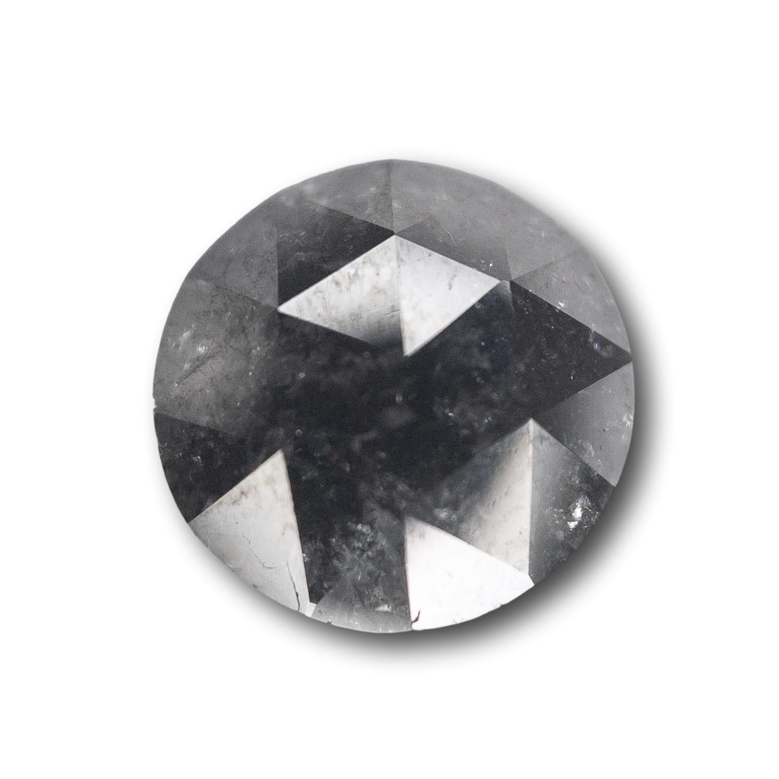 2.20ct | Salt & Pepper Rose Cut Round Diamond-Modern Rustic Diamond