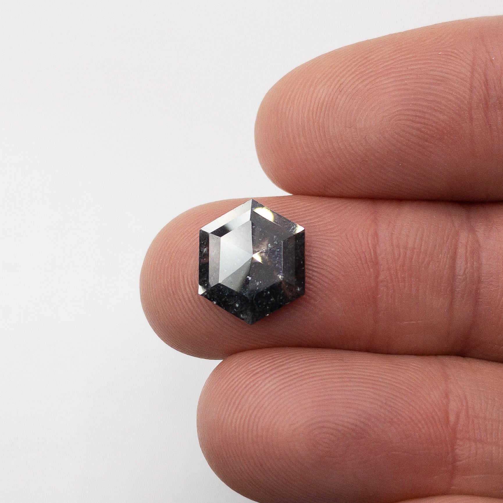 2.27ct | Salt & Pepper Rose Cut Hexagon Shape Diamond-Modern Rustic Diamond