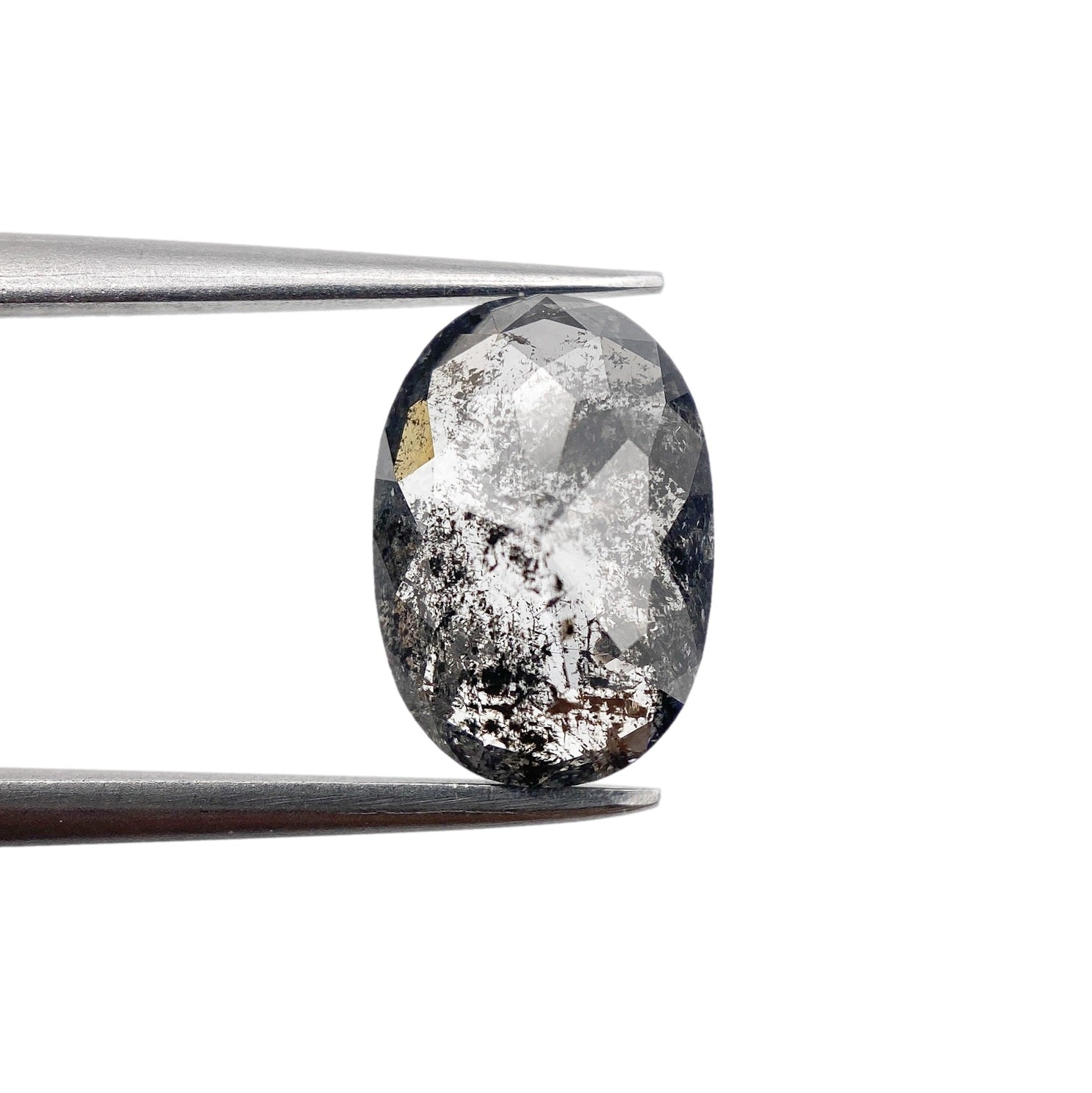 2.44ct | Salt & Pepper Rose Cut Oval Shape Diamond-Modern Rustic Diamond