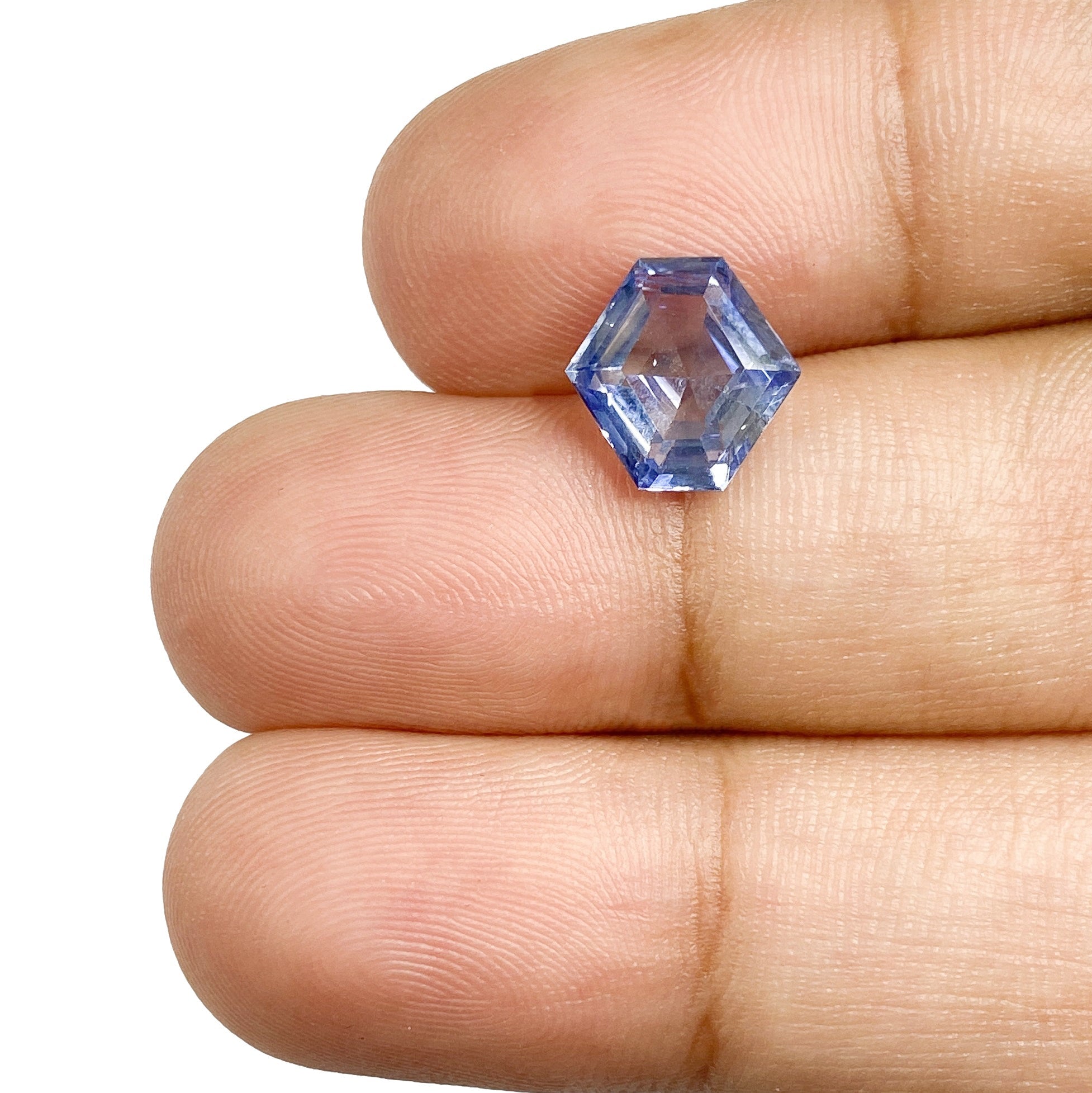 2.45ct | Step Cut Hexagon Shape Blue Sapphire-Modern Rustic Diamond