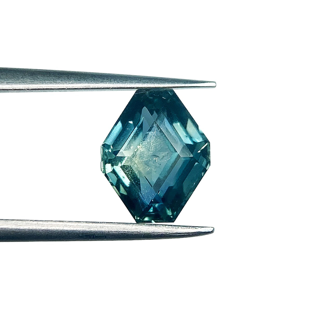 2.50ct | Step Cut Lozenge Shape Blue Green Montana Sapphire-Modern Rustic Diamond