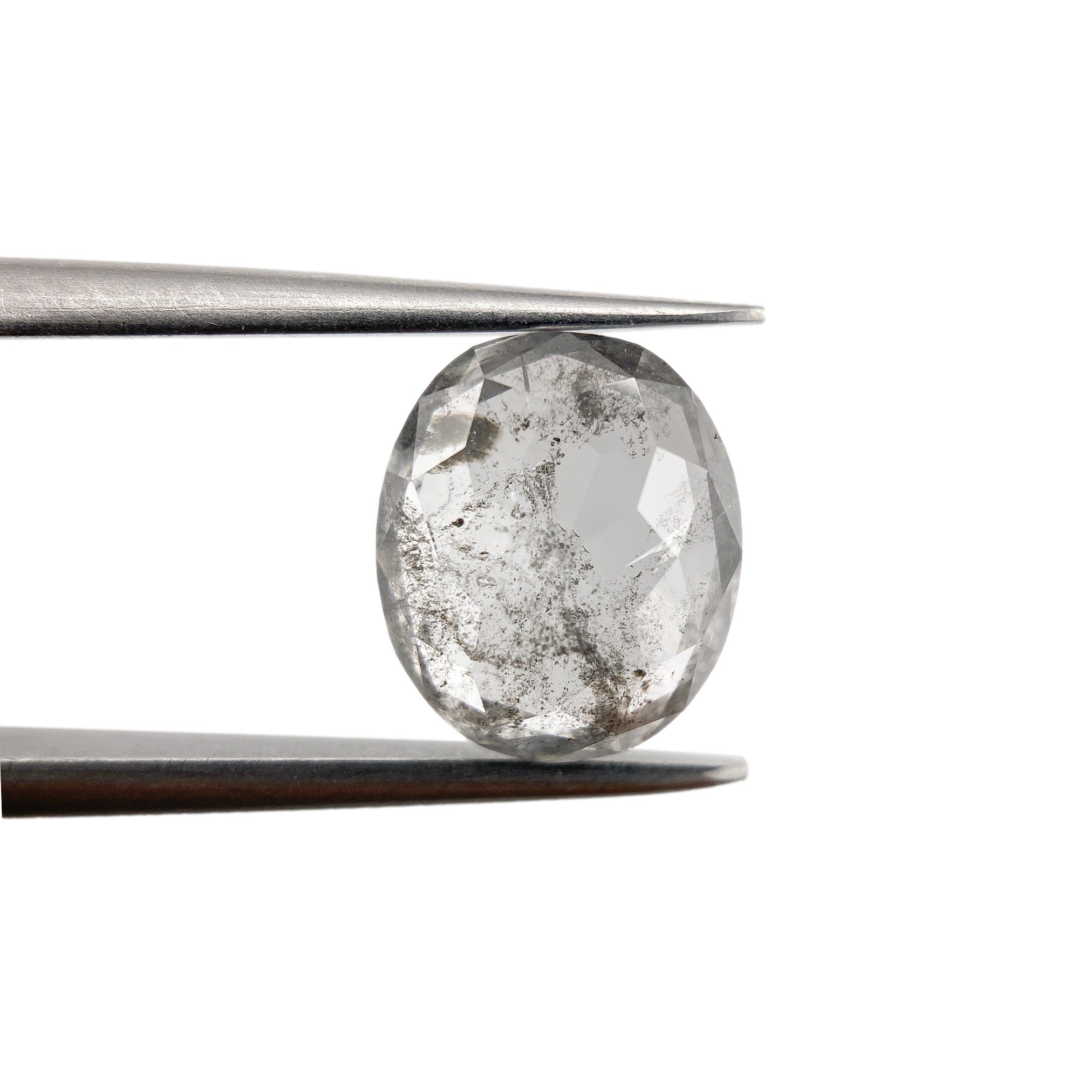 2.52ct | Salt & Pepper Rose Cut Oval Shape Diamond-Modern Rustic Diamond