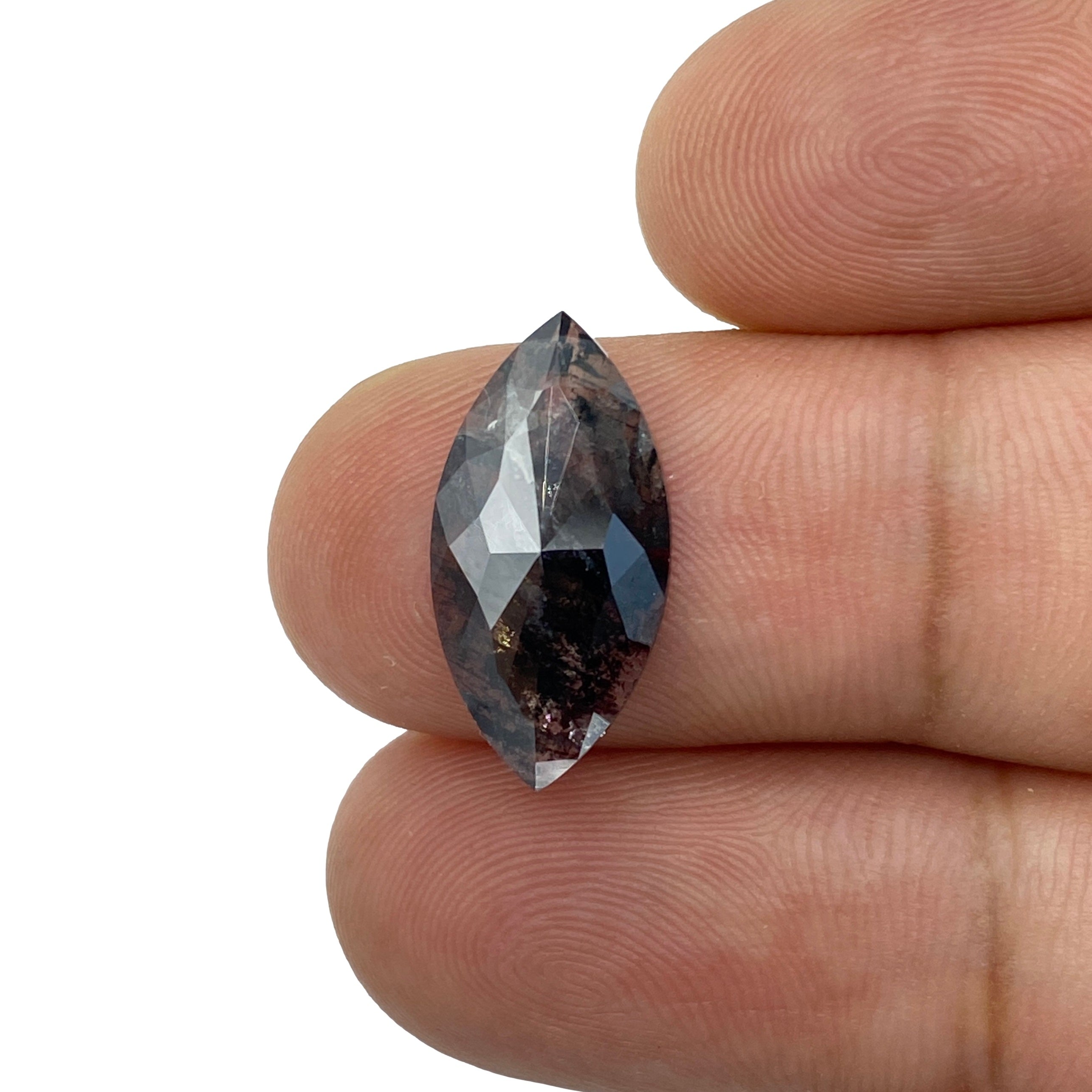 2.98ct | Salt & Pepper Rose Cut Marquise Shape Diamond-Modern Rustic Diamond