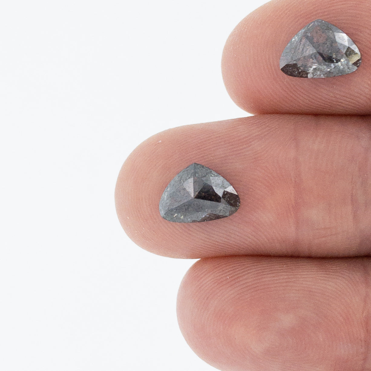 3.62cttw | Salt & Pepper Pear Matched Pair Diamonds-Modern Rustic Diamond