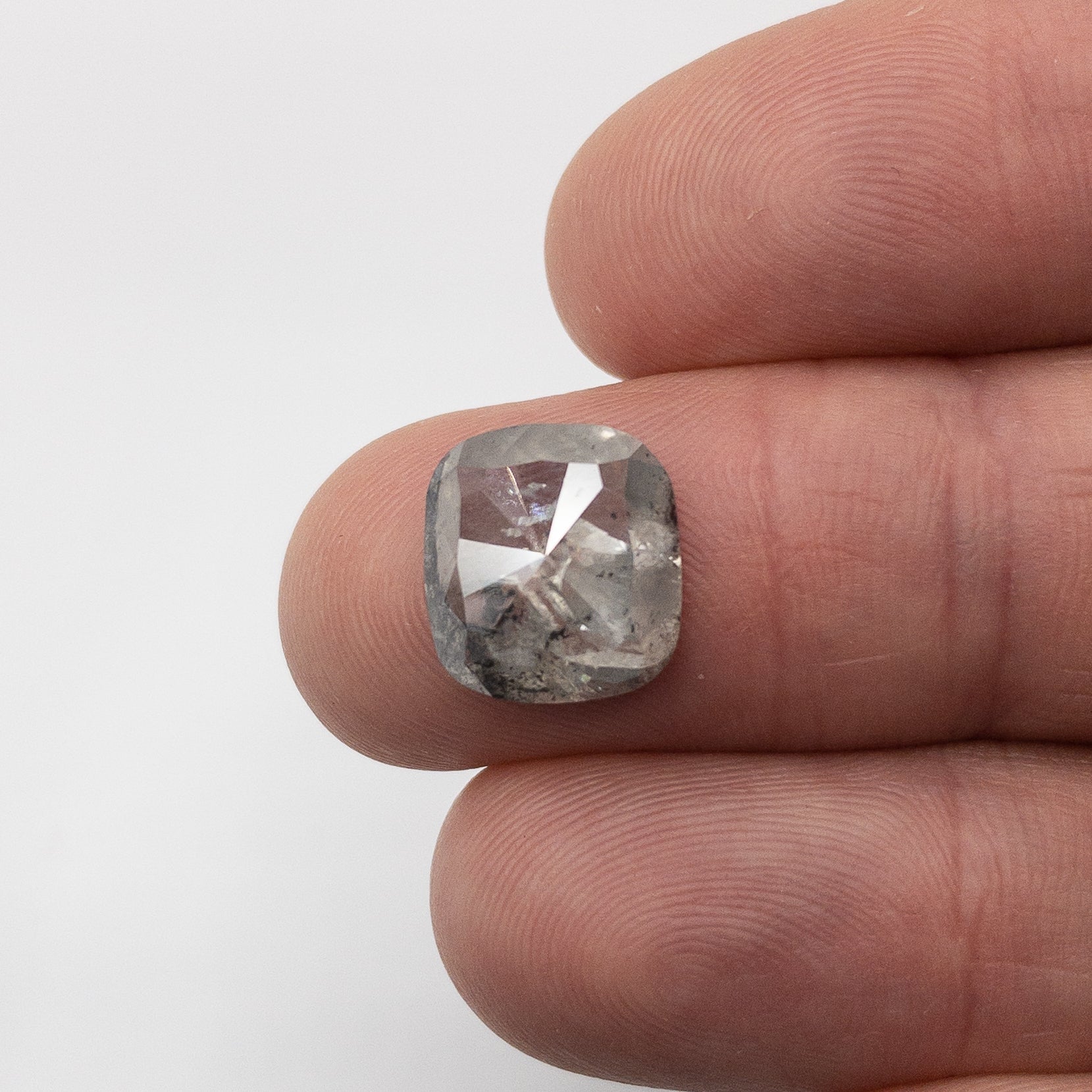 3.68ct | Salt & Pepper Cushion Shape Diamond-Modern Rustic Diamond