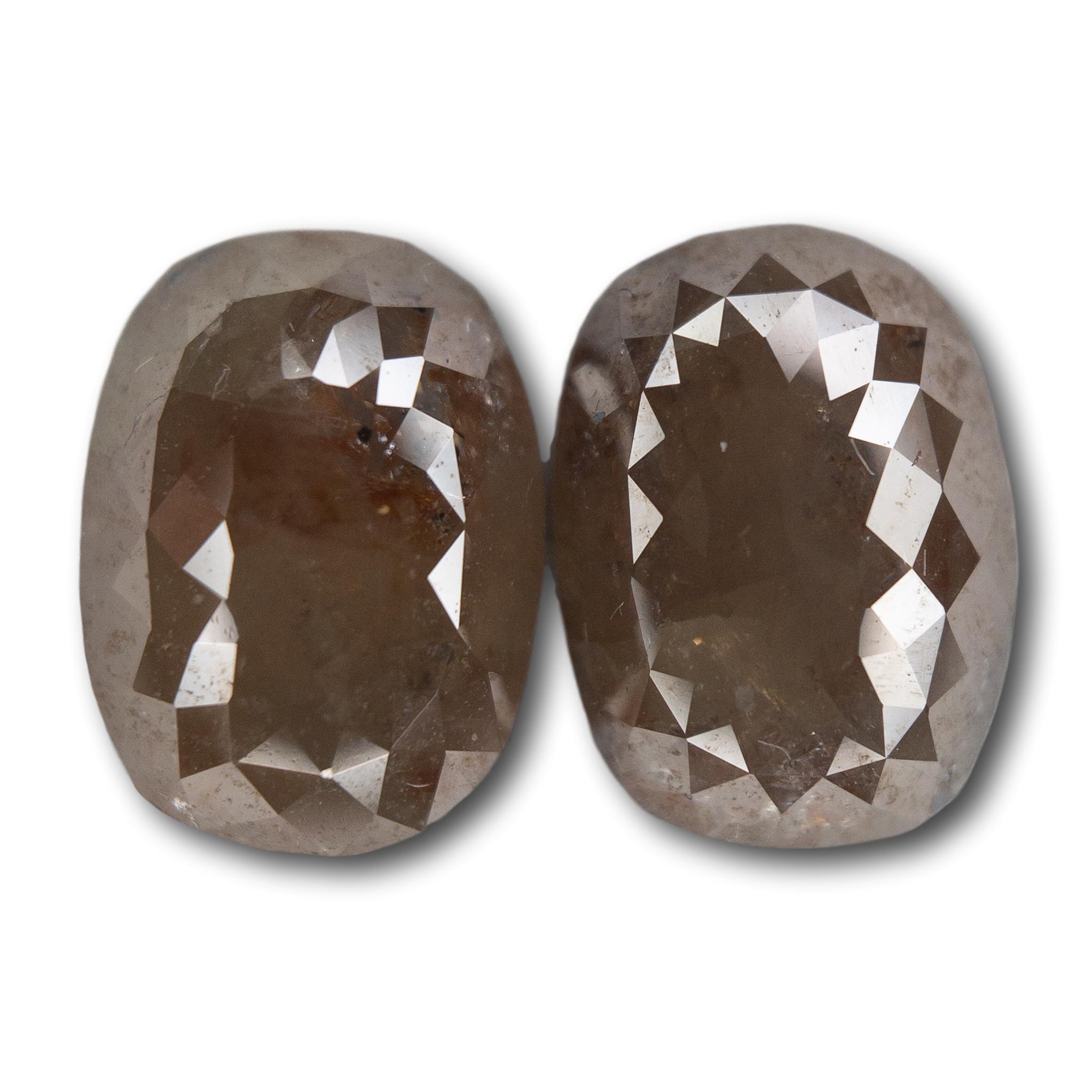 3.92cttw | Red Brown Cushion Matched Pair Diamonds-Modern Rustic Diamond