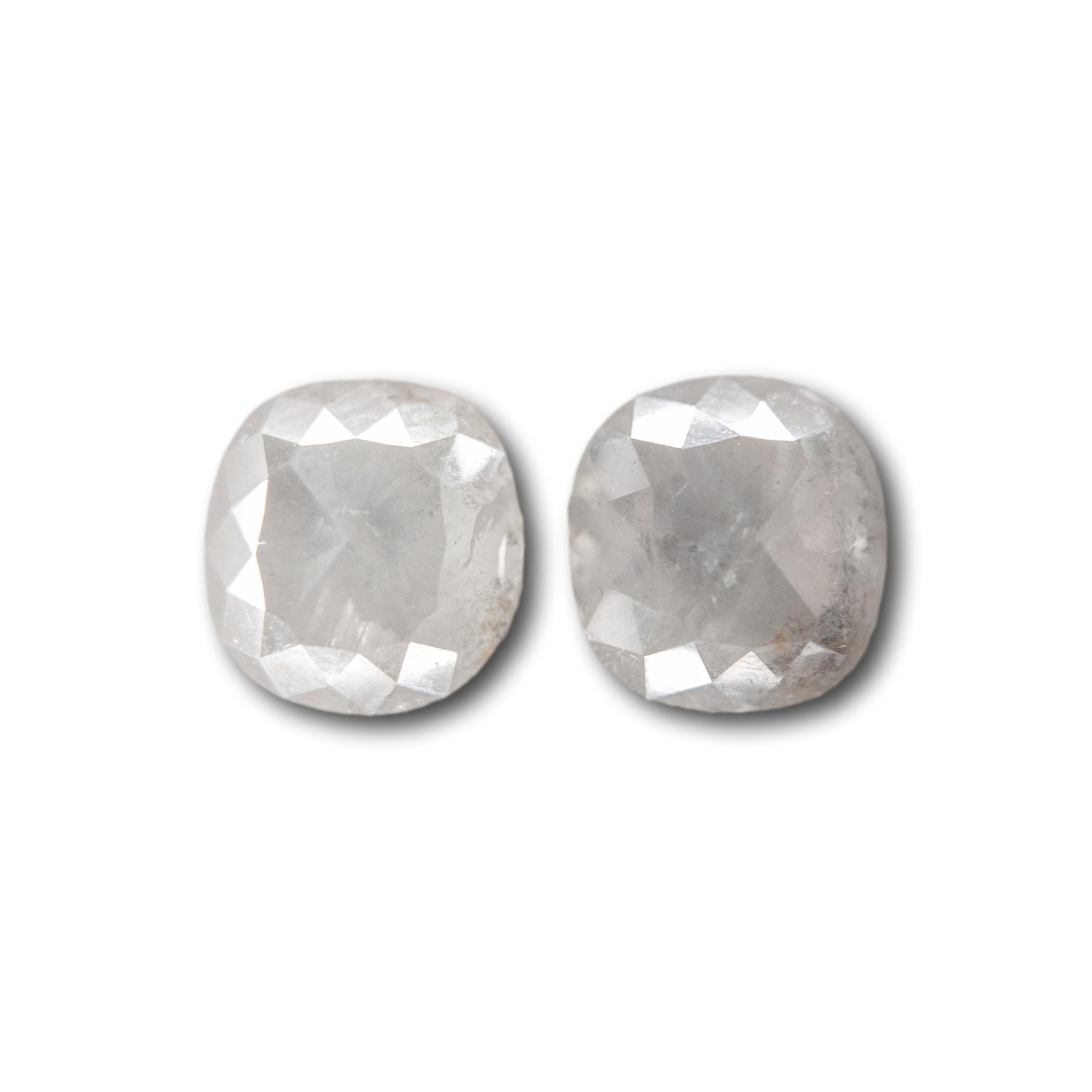 4.10cttw | Opaque Cushion Matched Pair Diamonds-Modern Rustic Diamond